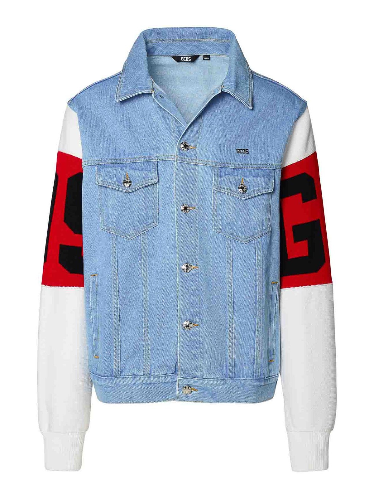 Shop Gcds Multicolor Cotton Jacket In Light Blue