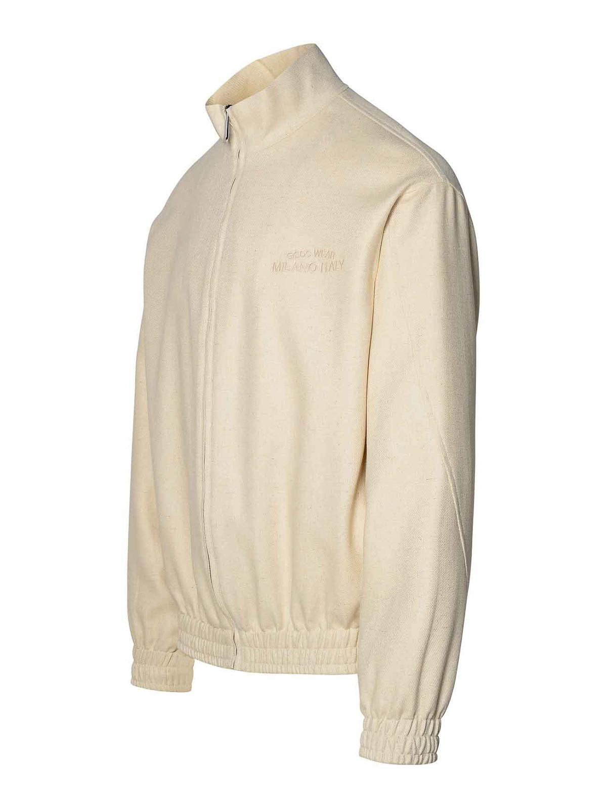 Shop Gcds Ivory Linen Blend Jacket In Cream
