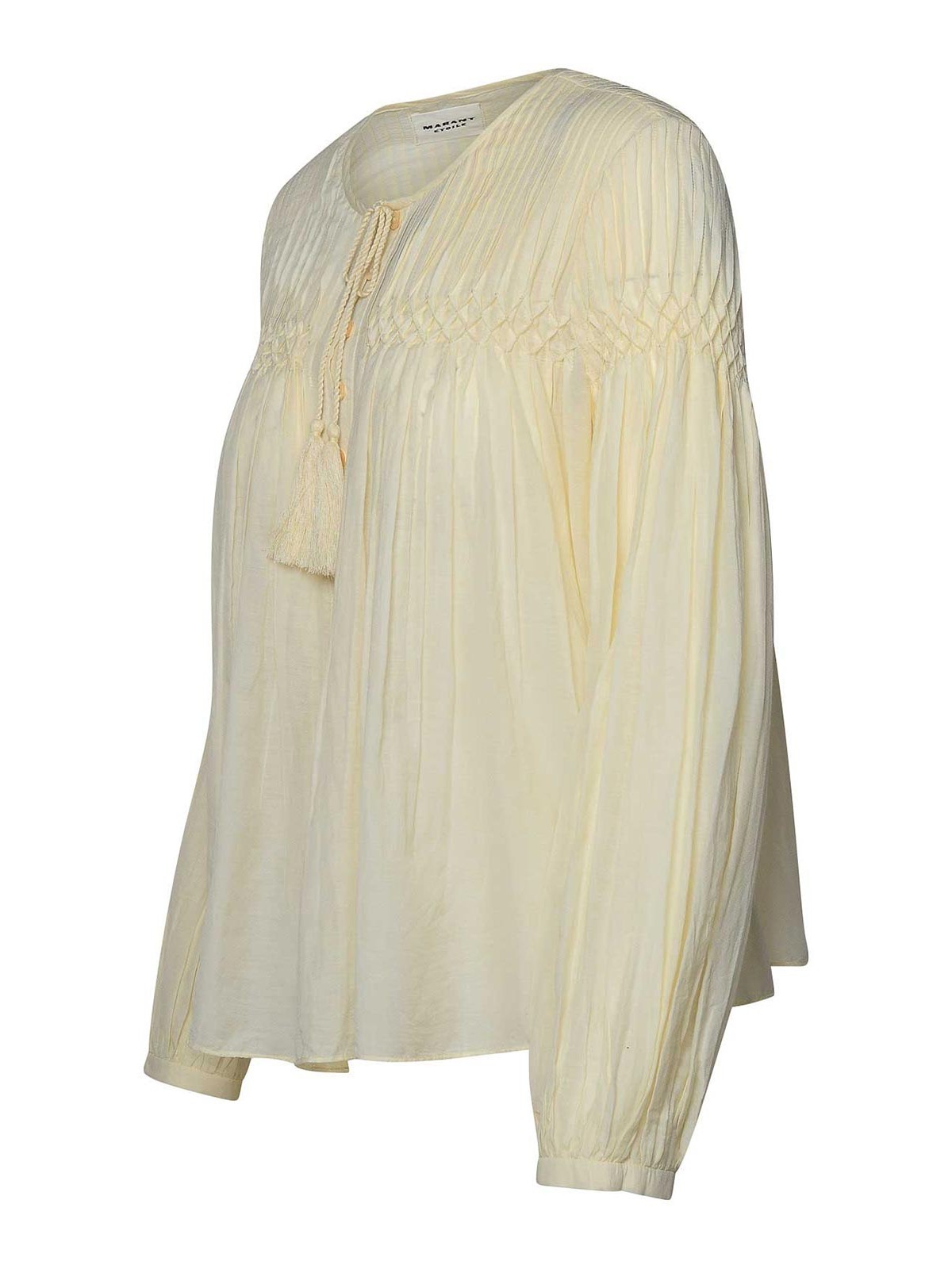 Shop Isabel Marant Abadi Ivory Cotton Blend Shirt In Cream