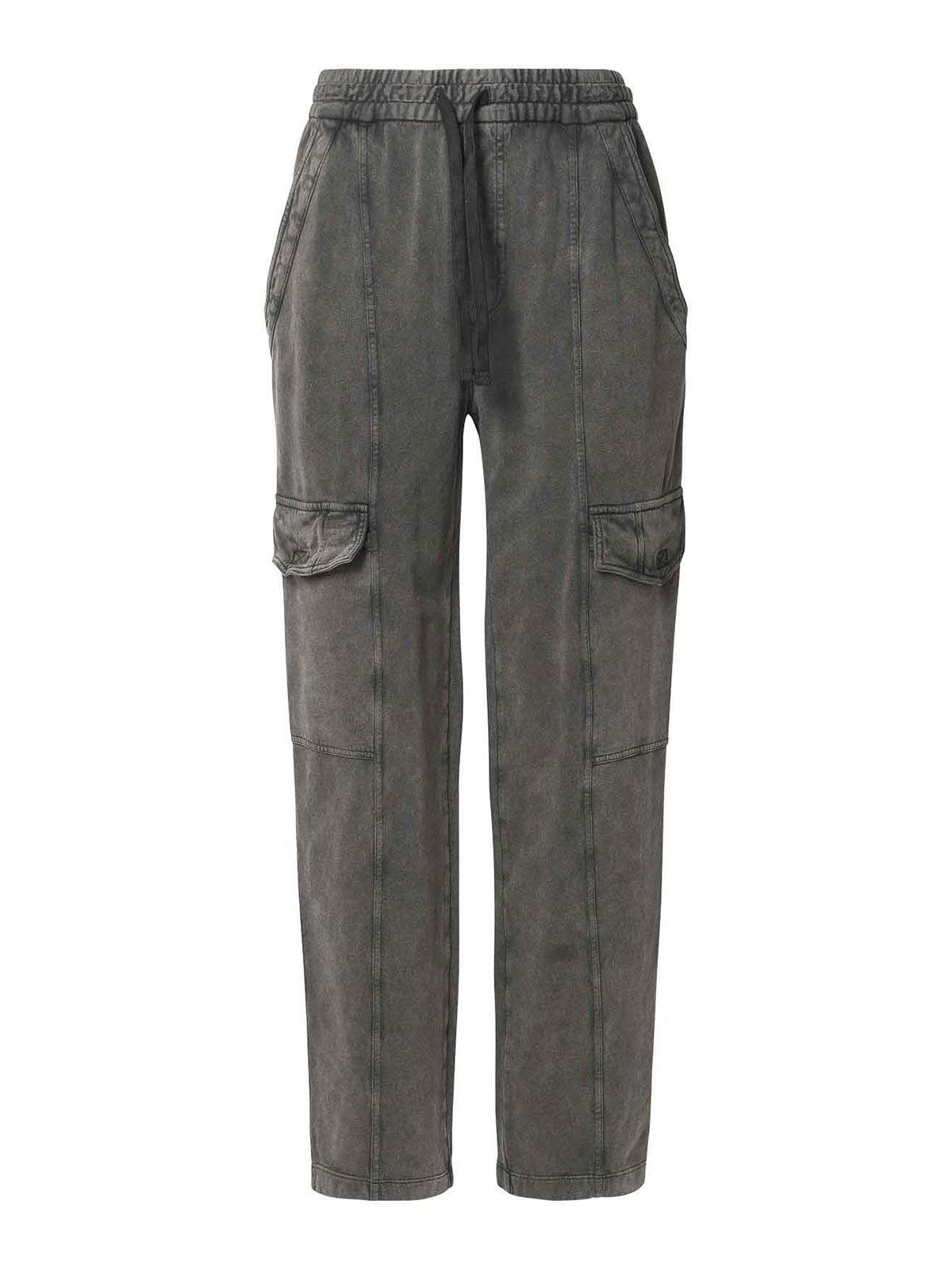 Shop Isabel Marant Peorana Grey Cotton Pants In Black
