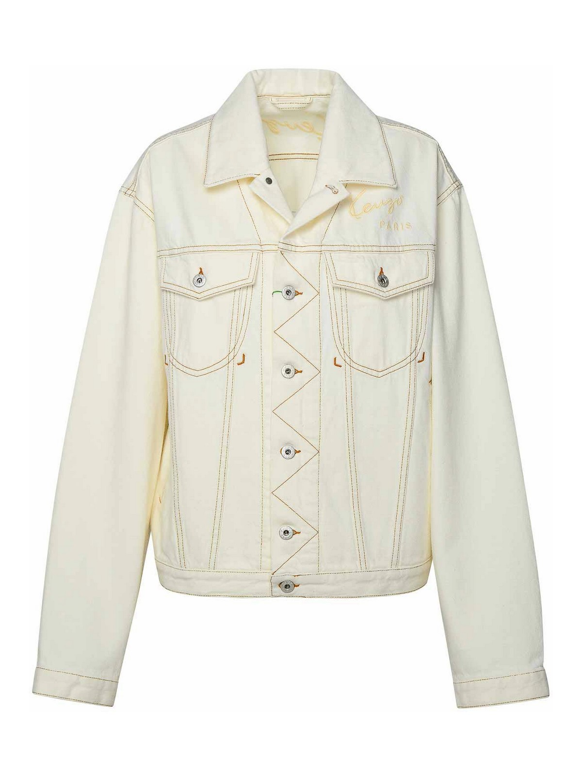 Shop Kenzo Ivory Cotton Jacket In Cream