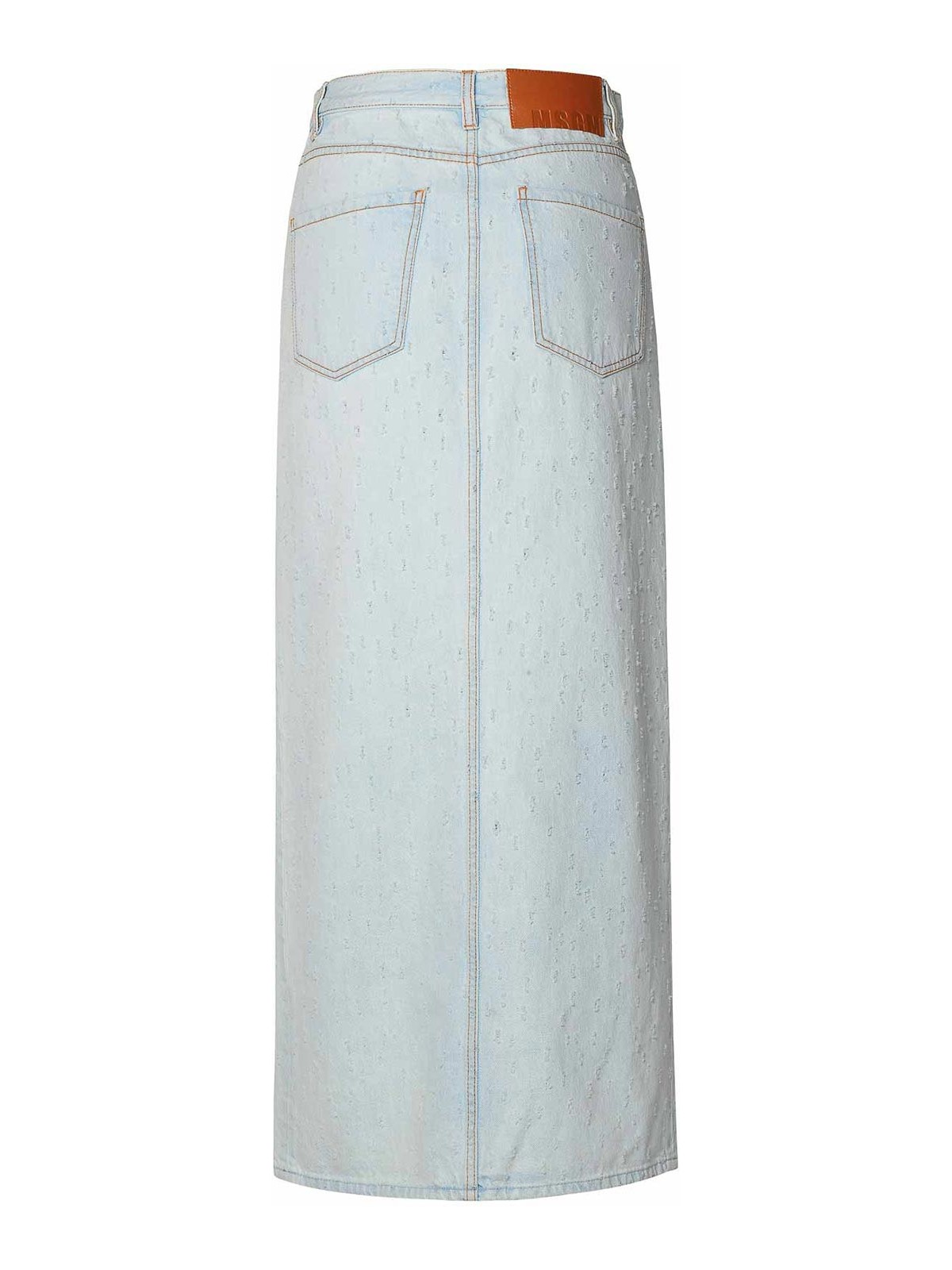 Shop Msgm Light Blue Cotton Skirt