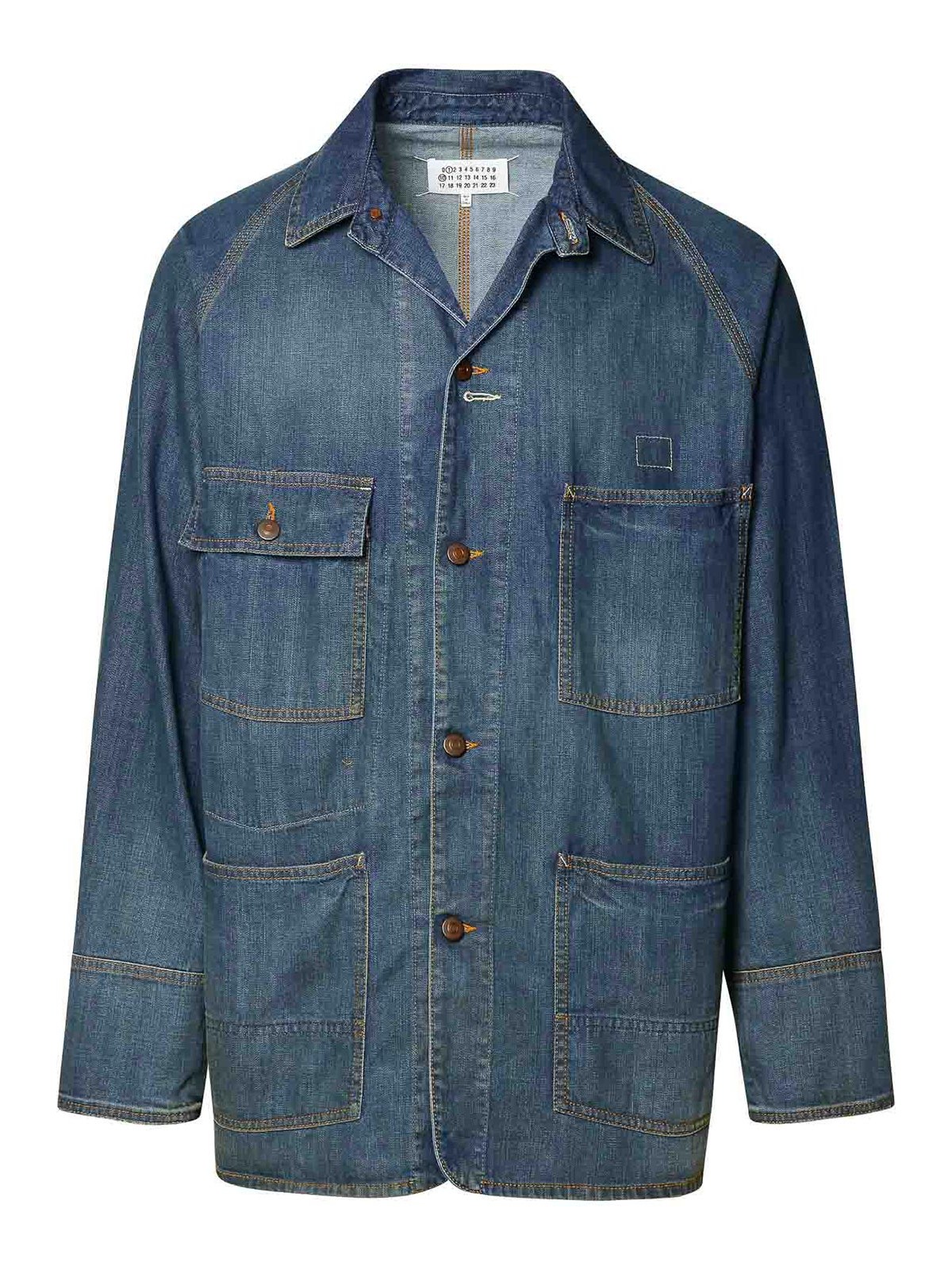 Shop Maison Margiela Blue Cotton Jacket