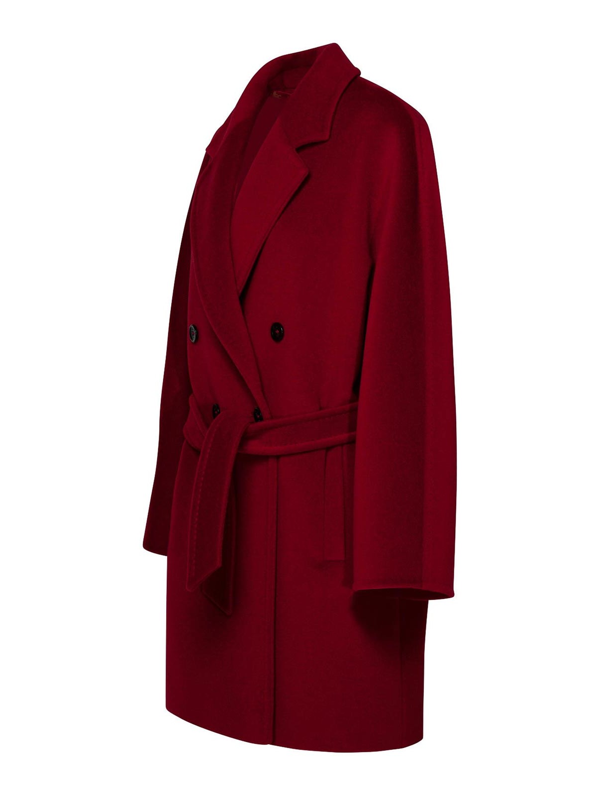 Shop Max Mara Burgundy Wool Blend Coat In Red
