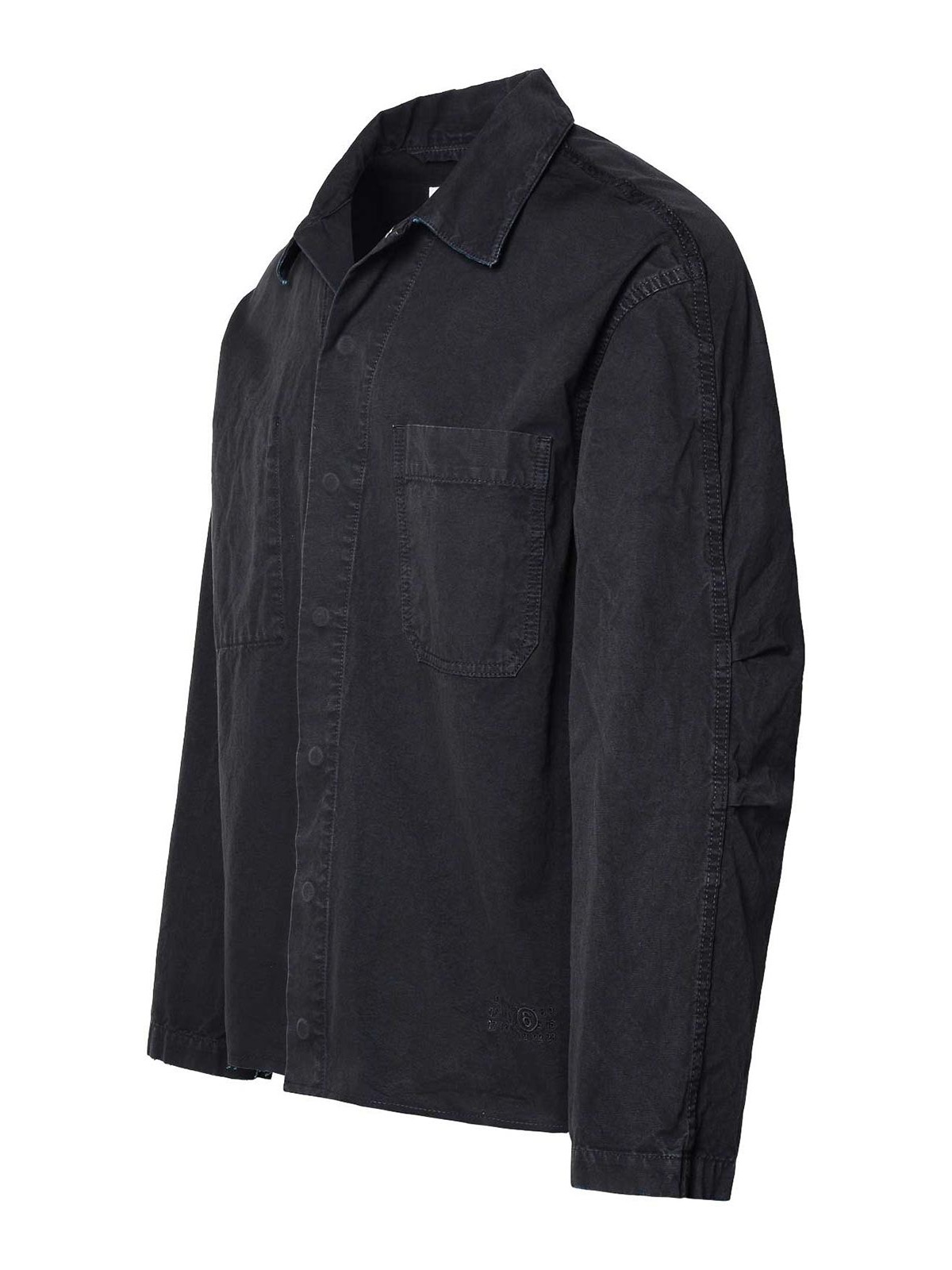 Shop Mm6 Maison Margiela Navy Cotton Jacket In Dark Blue
