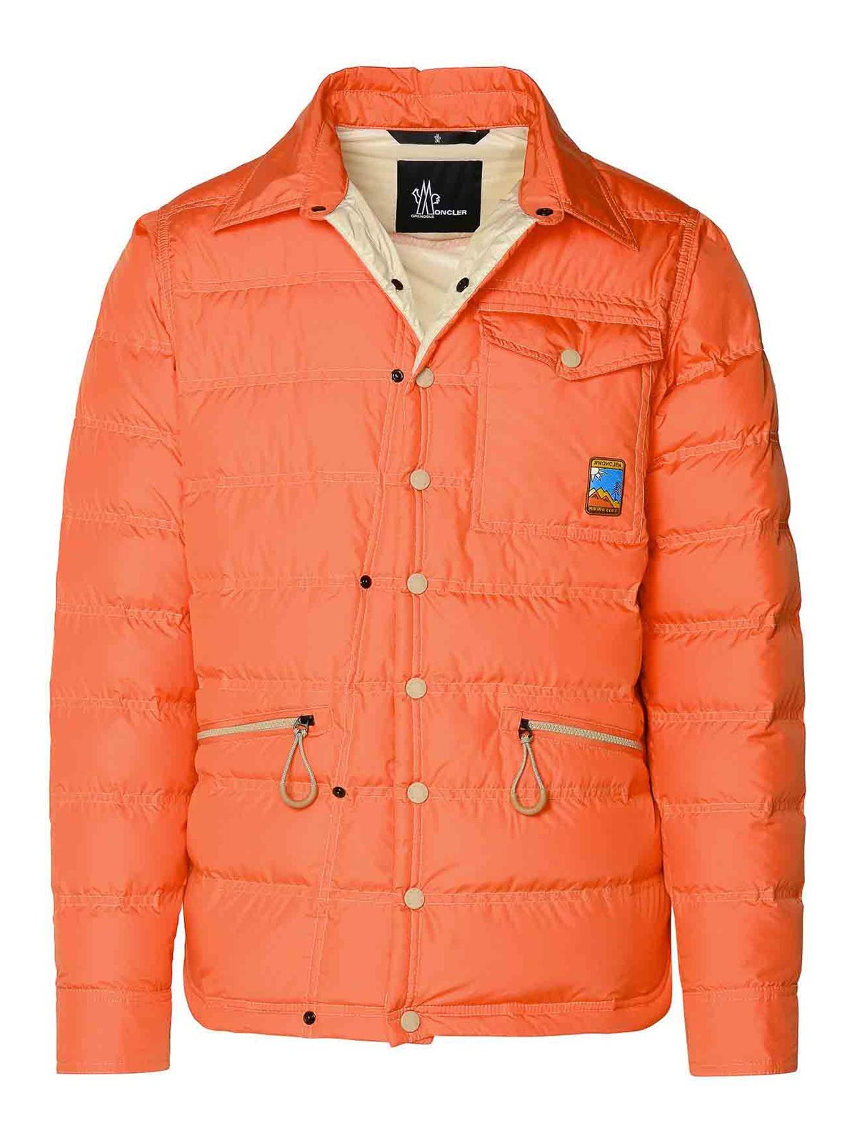 Shop Moncler Lavachey Orange Polyester Down Jacket