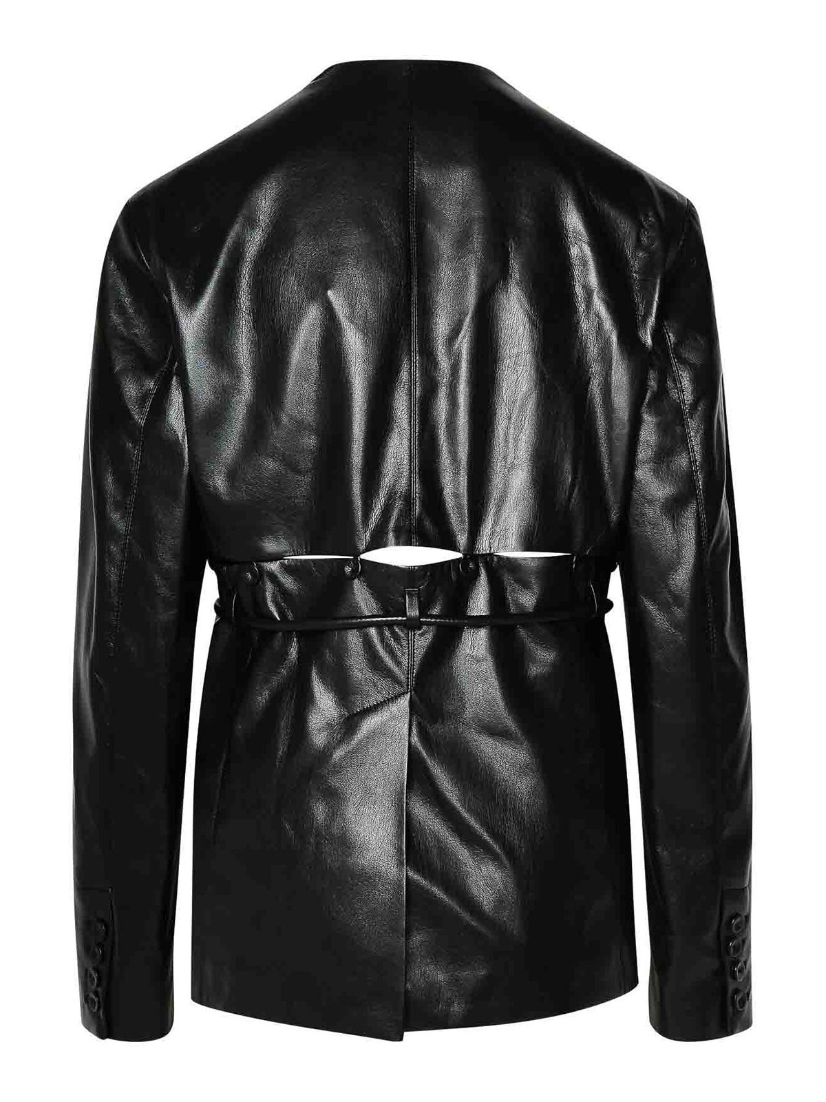Shop Nanushka Maida Black Okobor Alt-leather Blazer