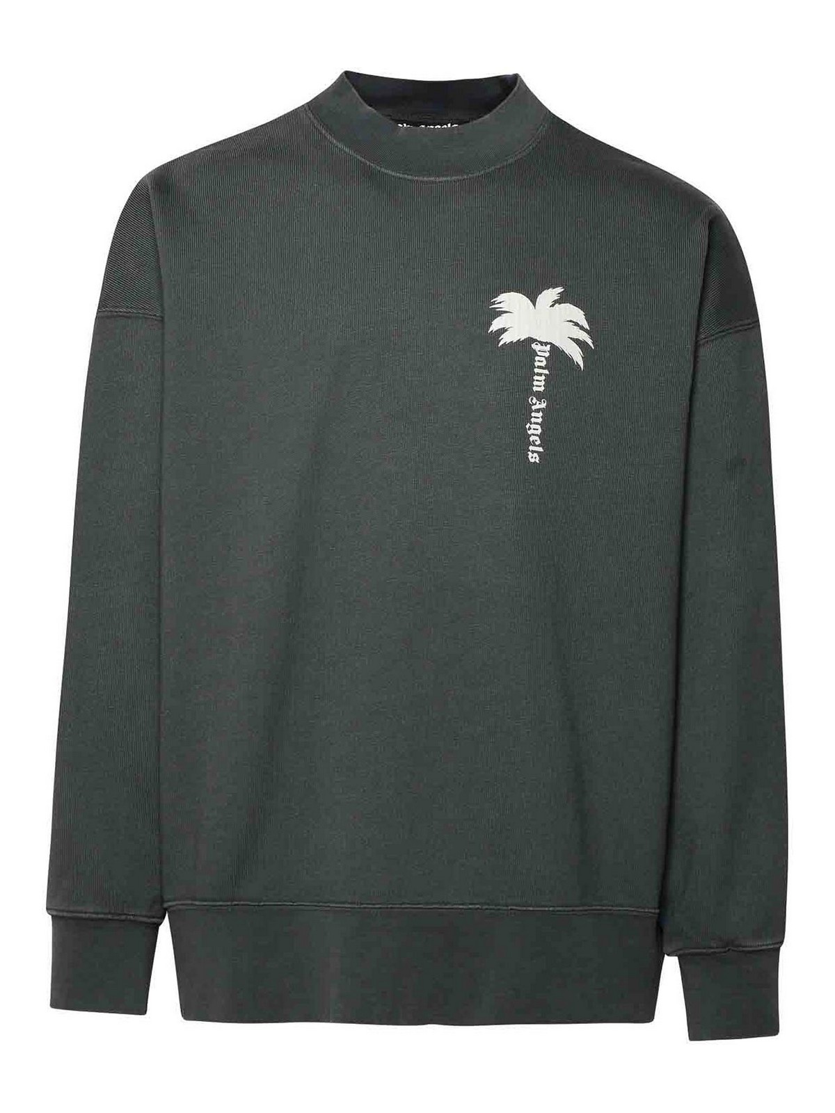 Shop Palm Angels Gray Cotton Sweatshirt In Grey