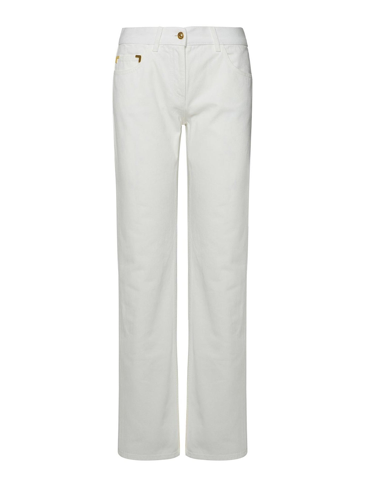 Shop Palm Angels White Cotton Jeans