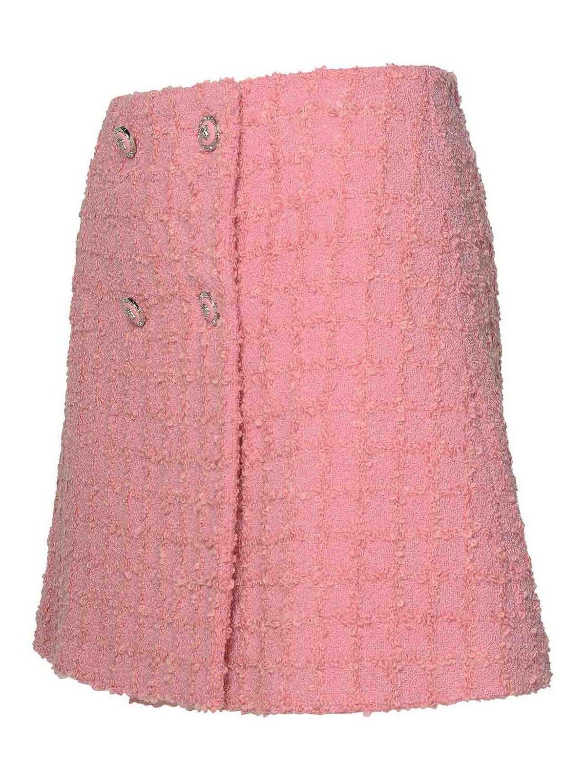 Shop Versace Pink Virgin Wool Blend Skirt In Nude & Neutrals