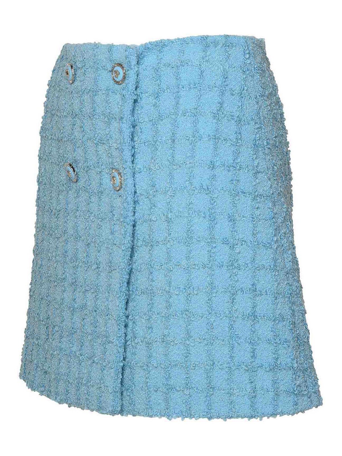 Shop Versace Skirt In Light Blue Virgin Wool Blend