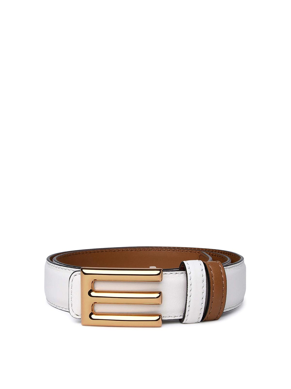 Shop Etro Ivory Leather Belt In Cream