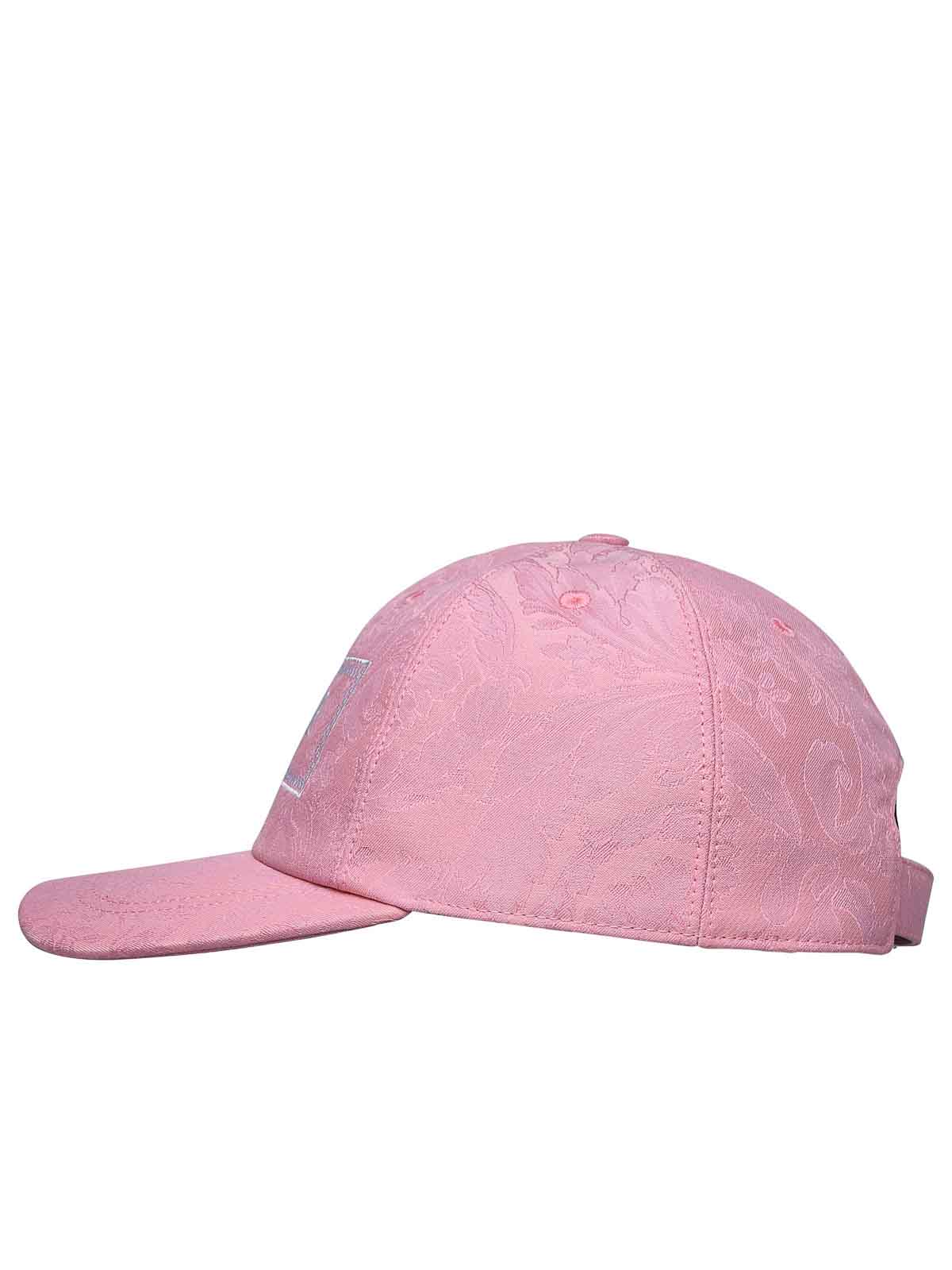 Shop Versace Pink Cotton Hat In Nude & Neutrals
