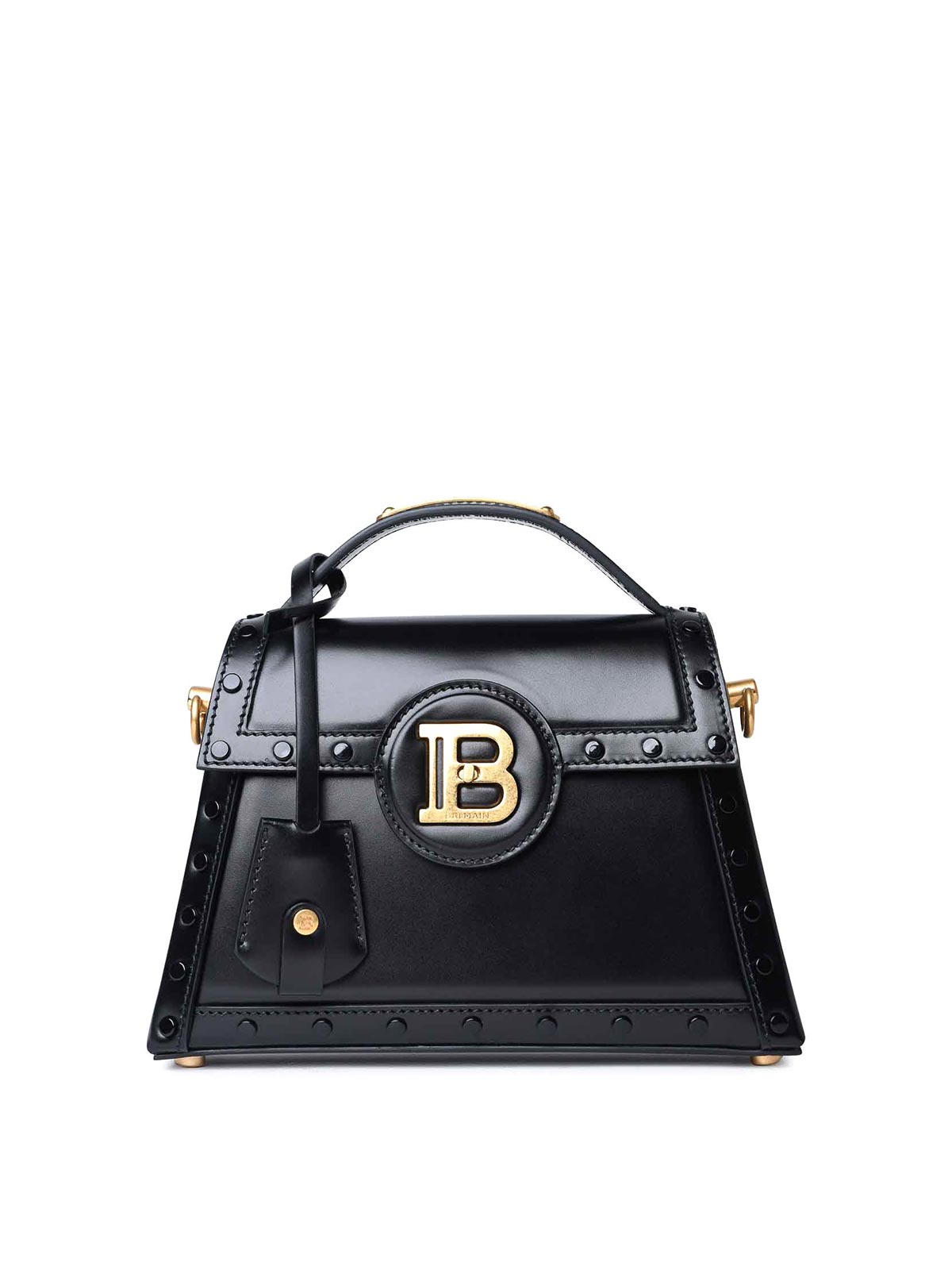Shop Balmain B-buzz Dinasy Glac Leather Bag In Black
