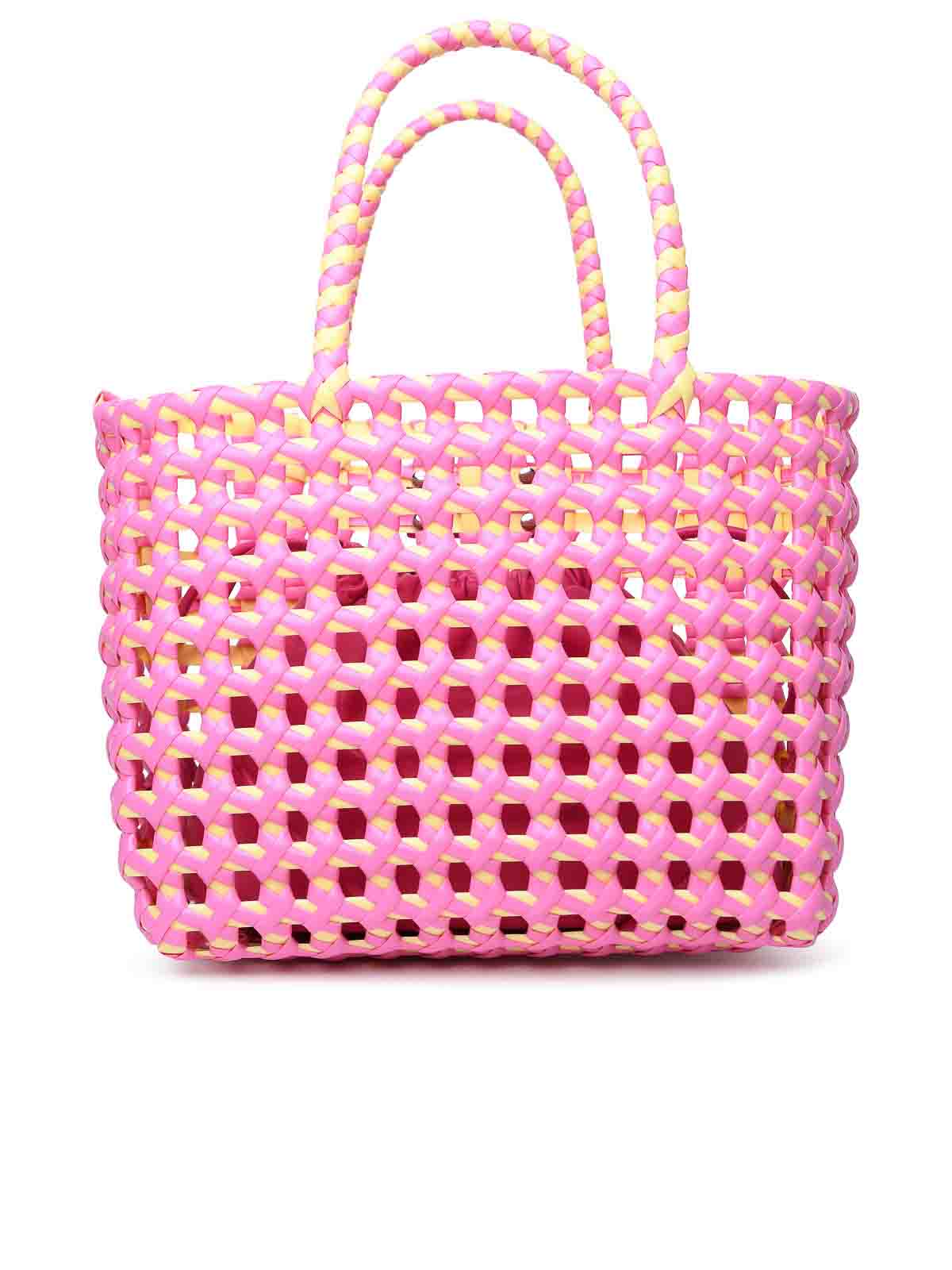 Shop Msgm Pink Polyethylene Blend Bag In Nude & Neutrals