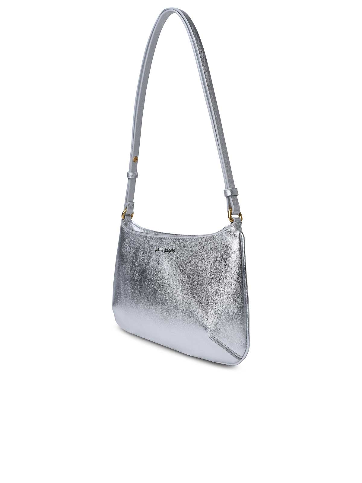 Shop Palm Angels Giorgina Silver Leather Bag