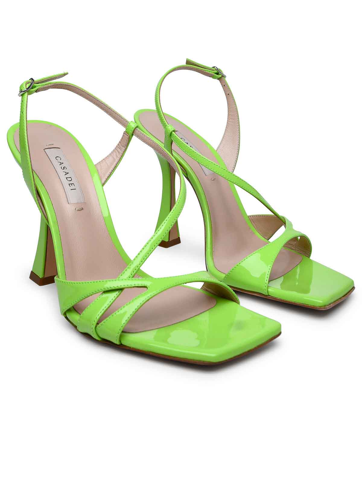 Shop Casadei Geraldine Spirulina Leather Sandals In Green
