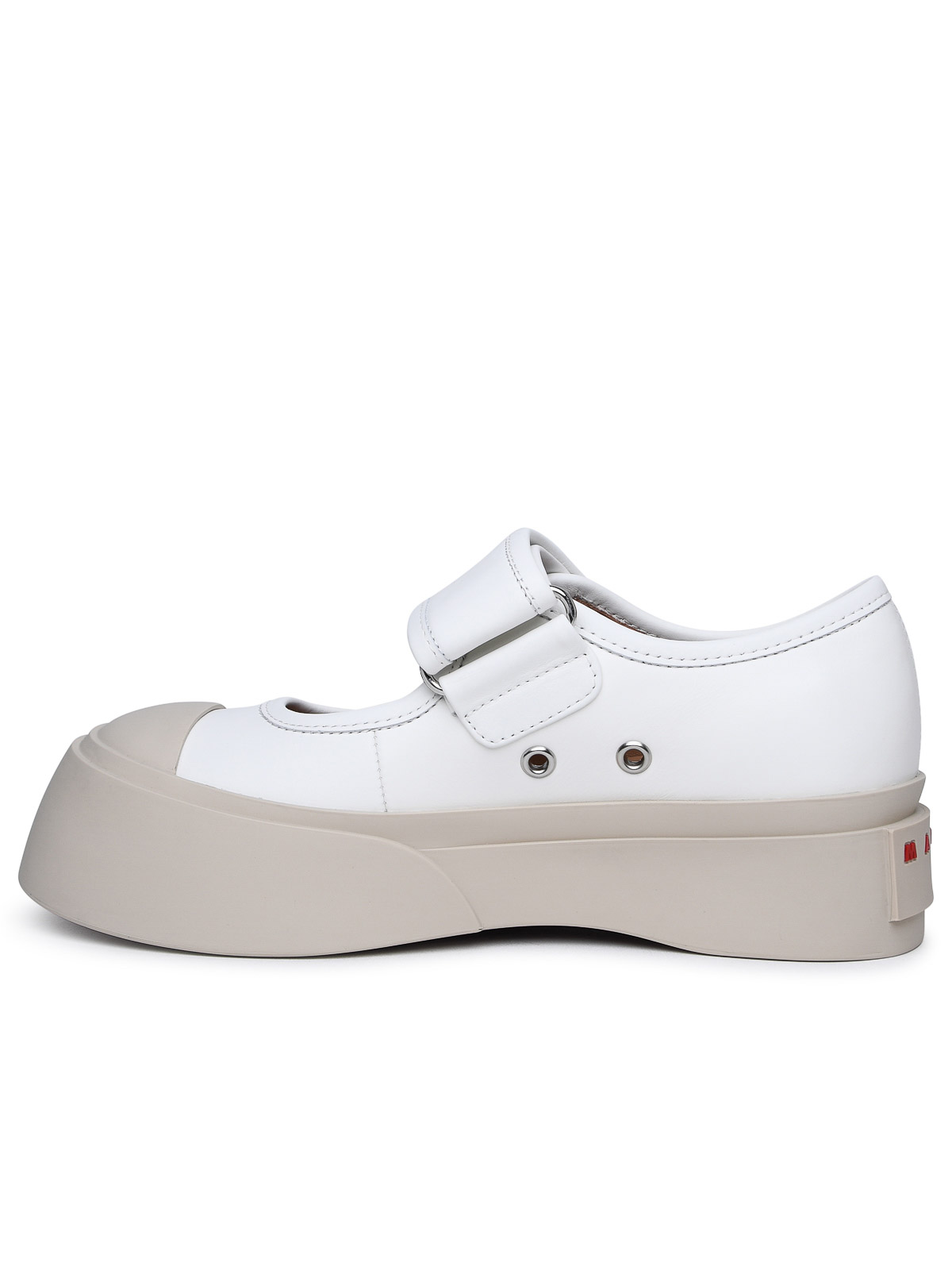 Shop Marni Mary Jane White Nappa Leather Sneakers