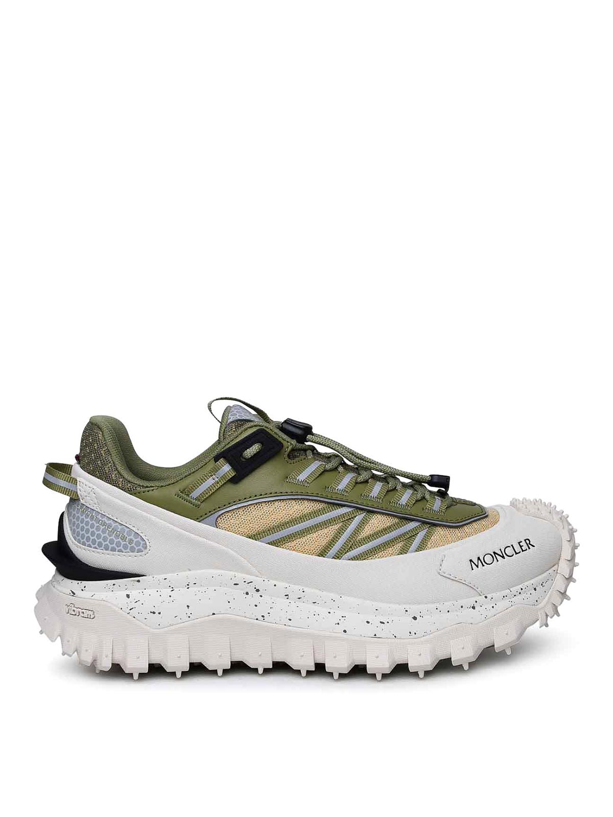 MONCLER GREEN LEATHER BLEND SNEAKERS