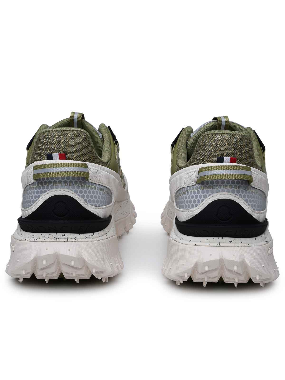 Shop Moncler Green Leather Blend Sneakers