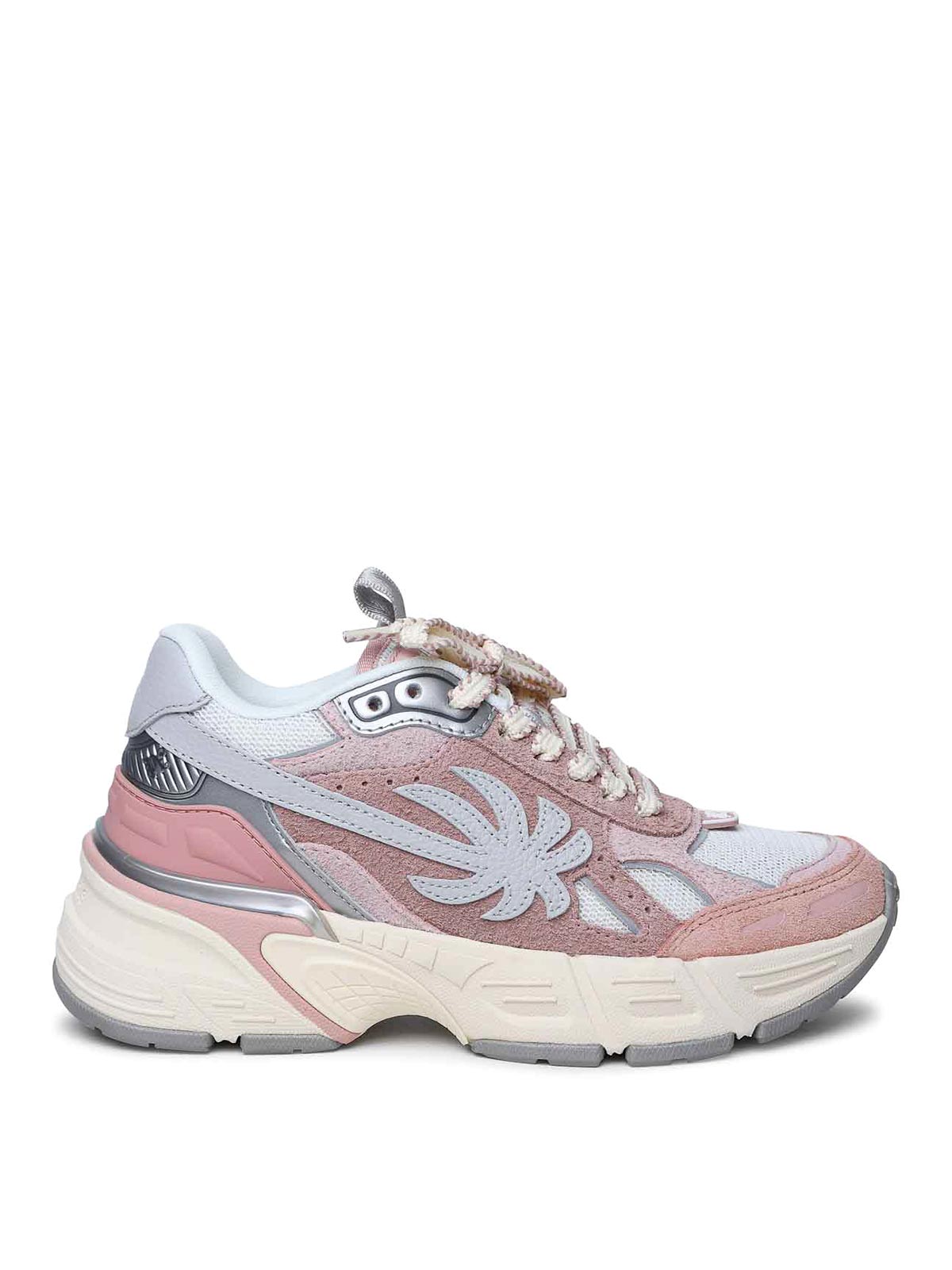 Shop Palm Angels 4 Pink Leather Blend Sneakers In Nude & Neutrals