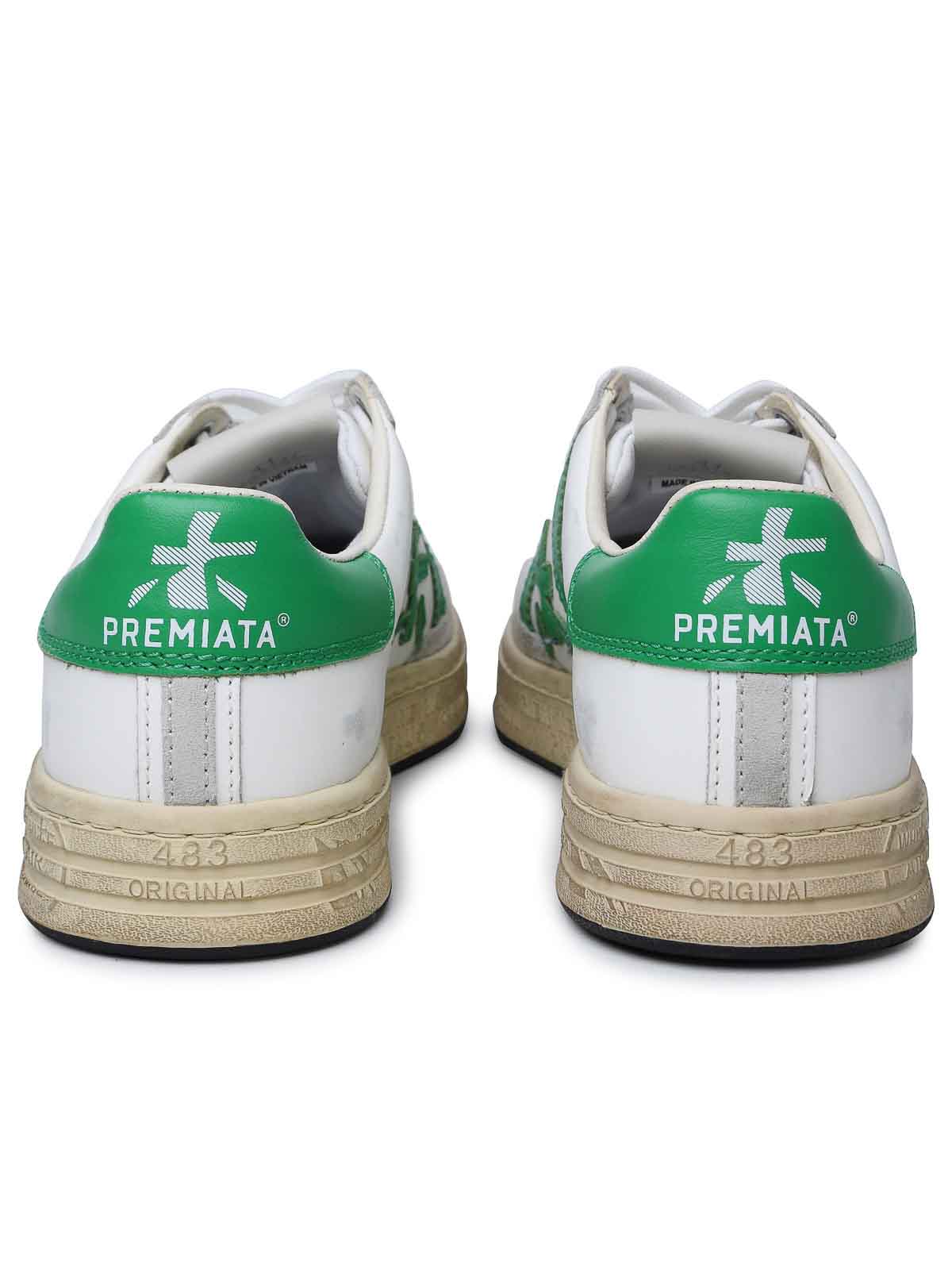 Shop Premiata Russell White Leather Sneakers