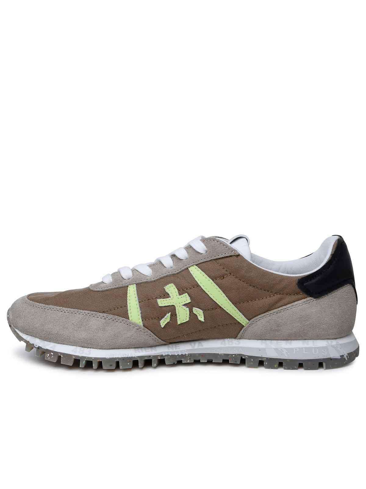 Shop Premiata Sean Brown Leather And Fabric Sneakers
