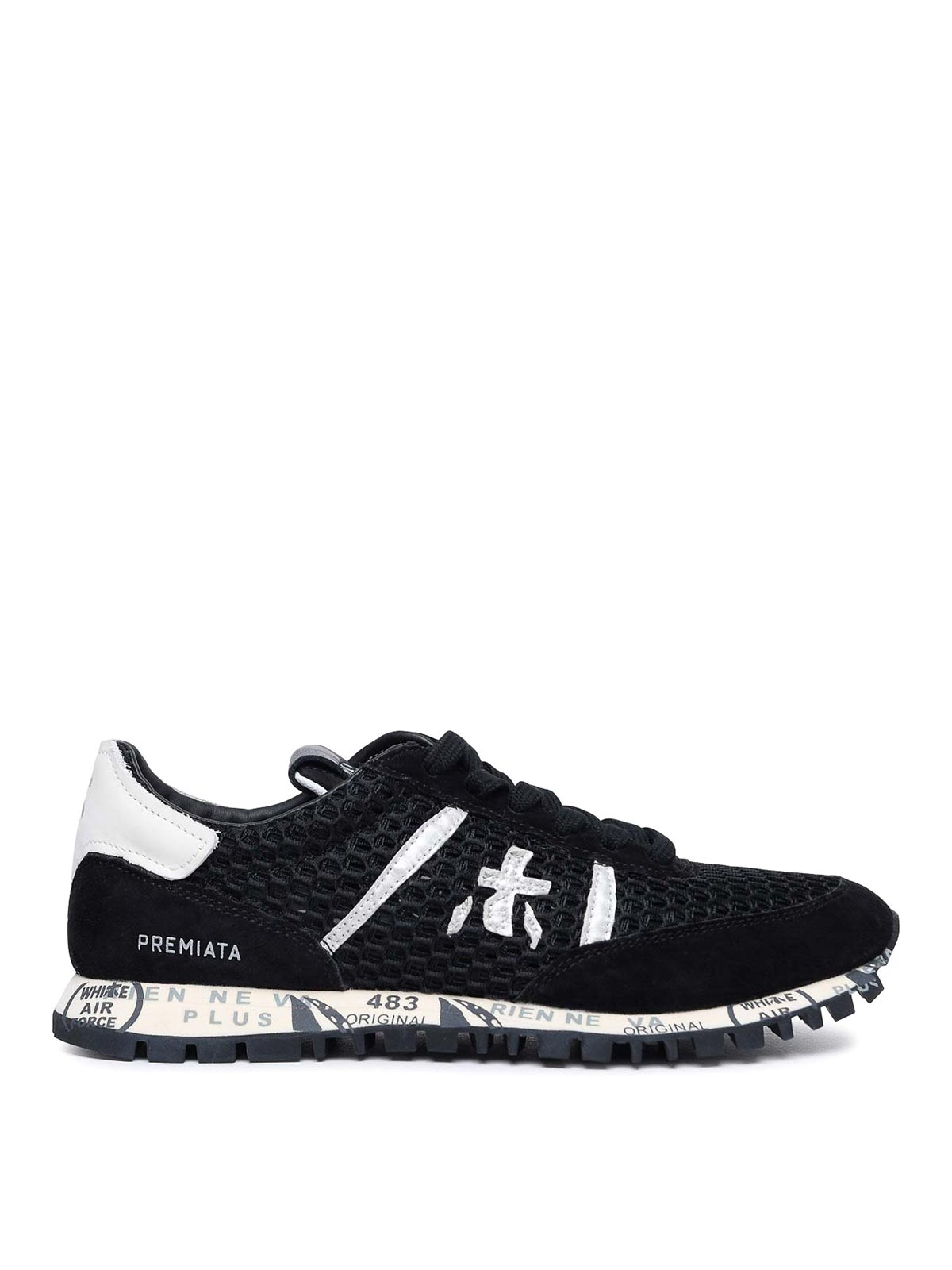 Shop Premiata Seand Sneakers In Black Leather And Fabric