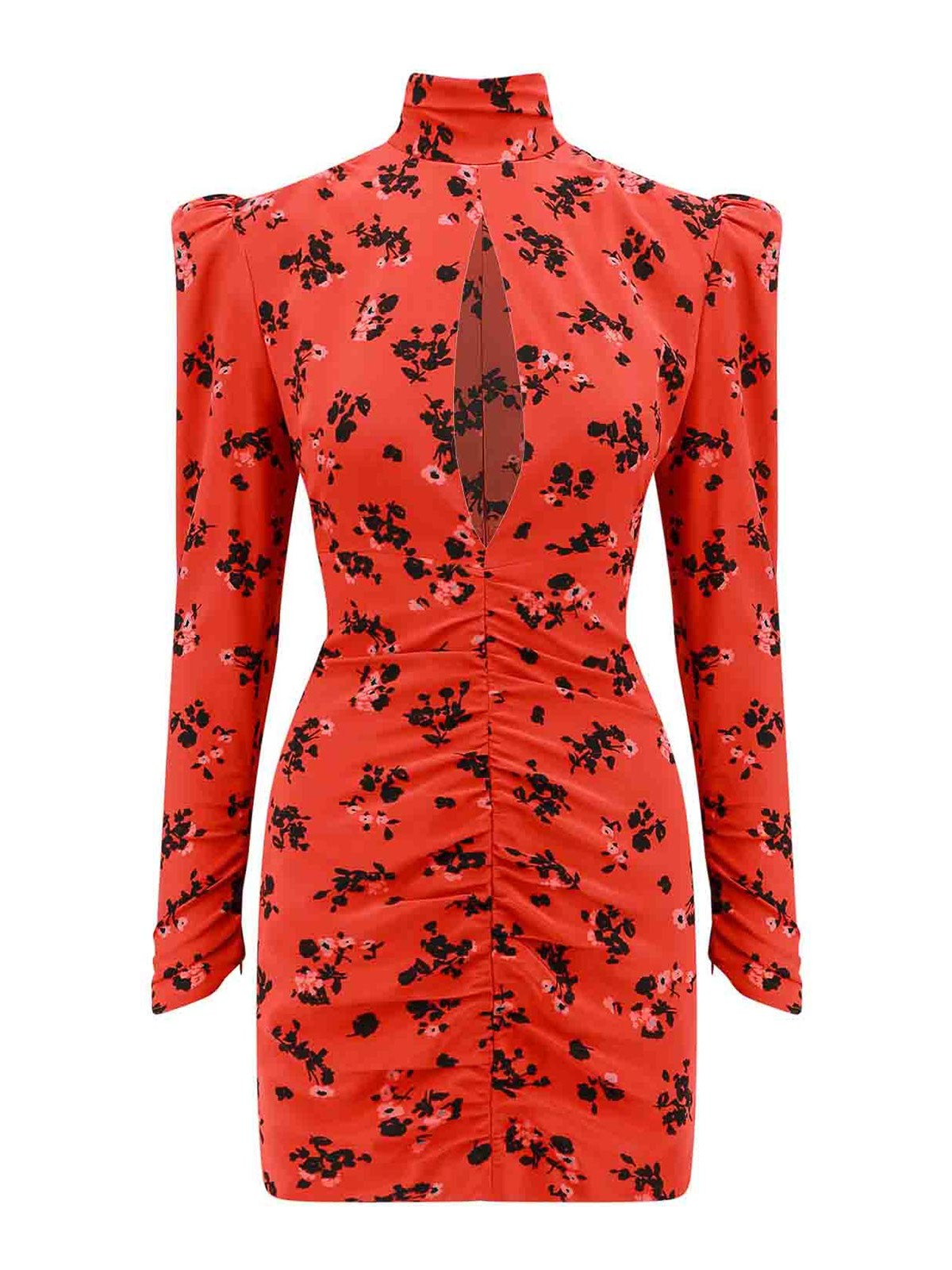 Shop Alessandra Rich Silk Dress With Drapery On The Front In Red