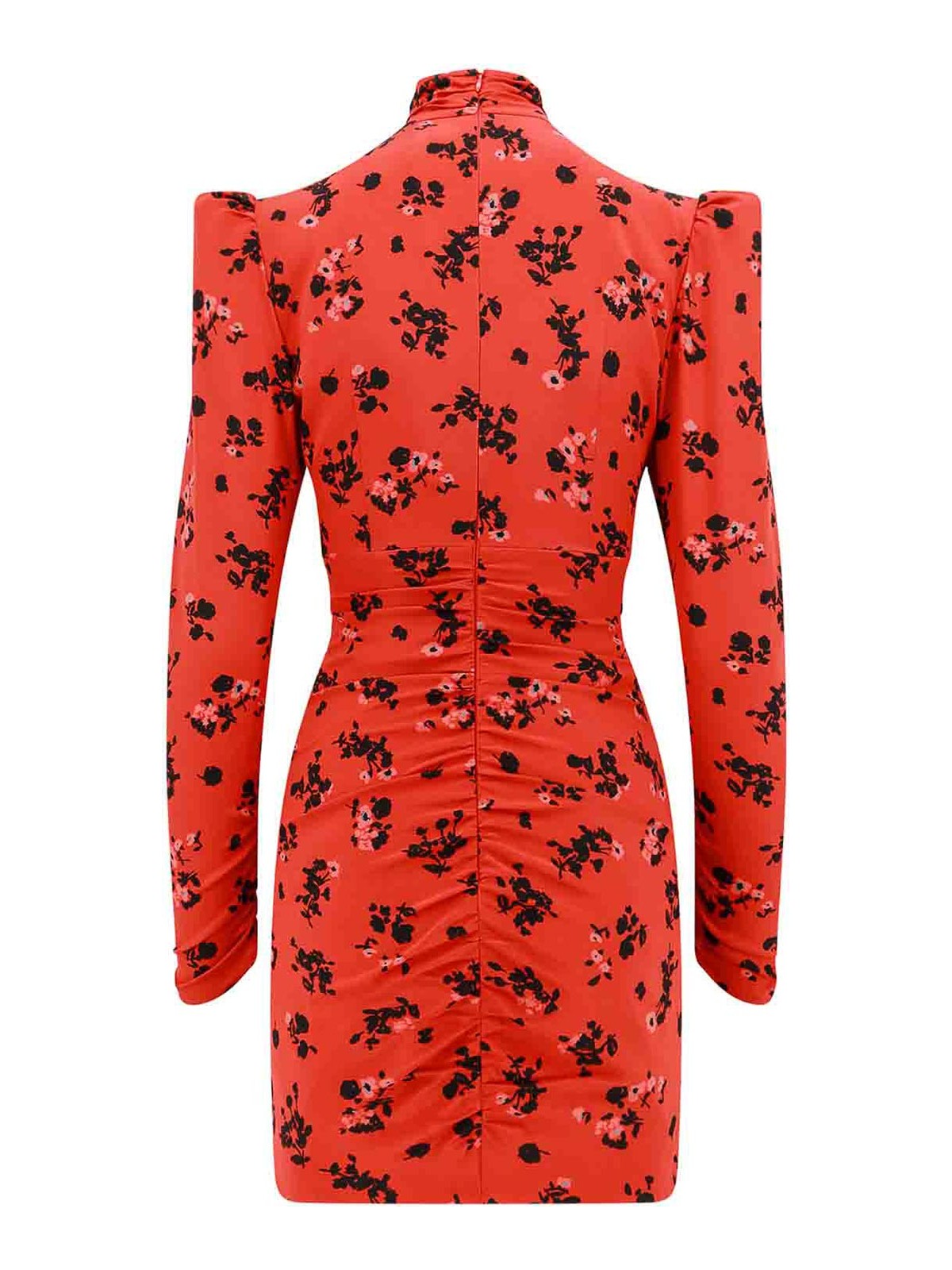 Shop Alessandra Rich Silk Dress With Drapery On The Front In Red