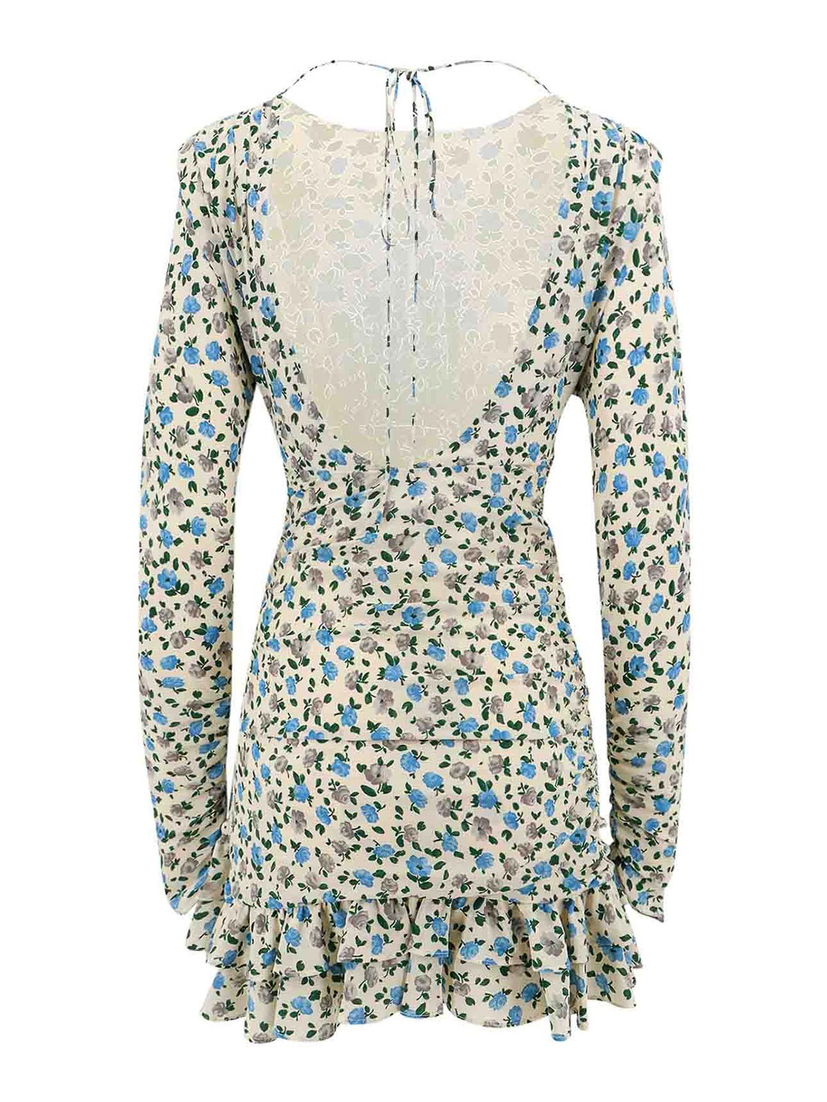 Shop Alessandra Rich Silk Mini Dress With Open-back Detail In Multicolour
