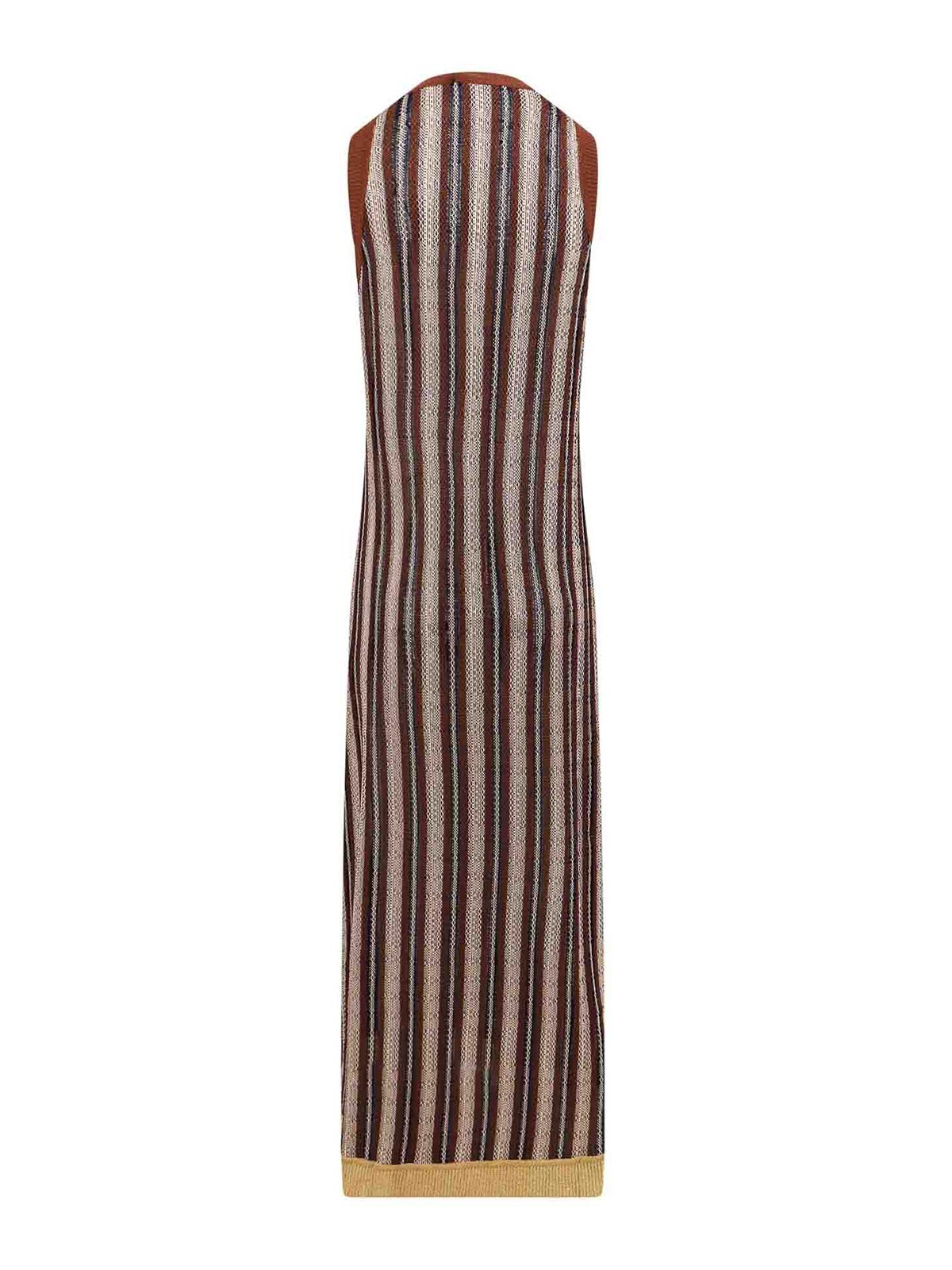 Shop Erika Cavallini Sleeveless Striped Viscose Dress In Multicolour