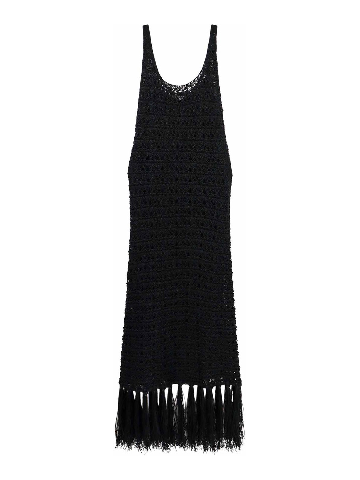 Shop Erika Cavallini Dress With Fringe In Black