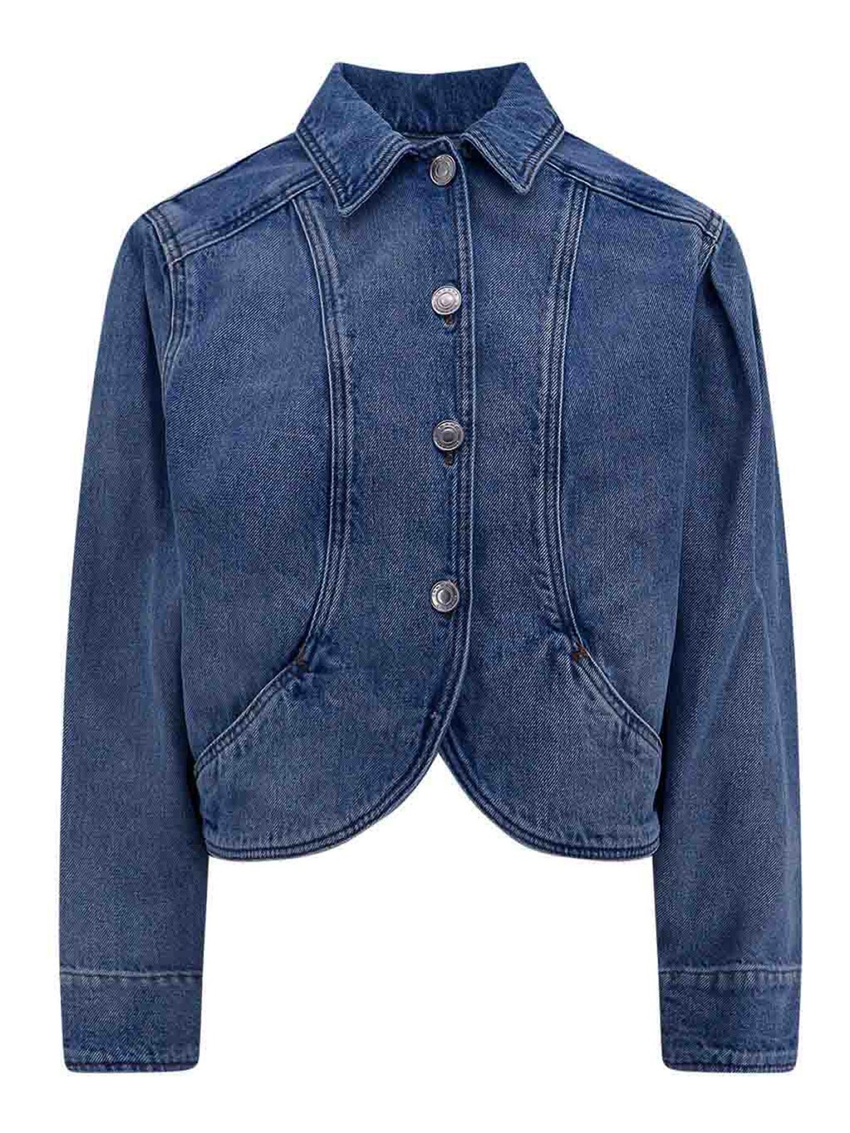 Shop Isabel Marant Denim Jacket With Rounded Profile In Blue