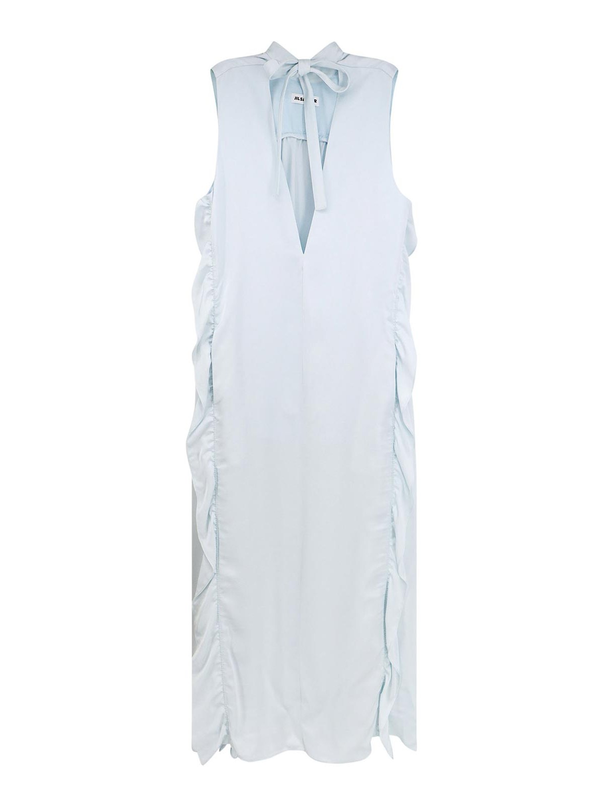 Shop Jil Sander Viscose Dress With Lateral Rouches In Blue