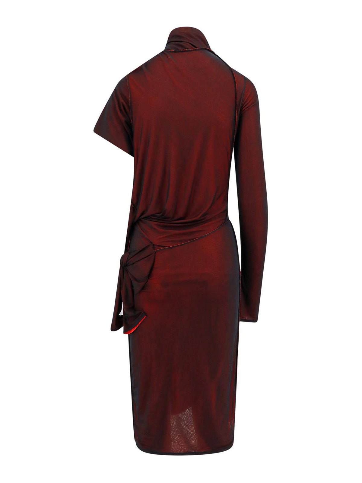Shop Maison Margiela Viscose Dress With Asymmetric Sleeves In Red