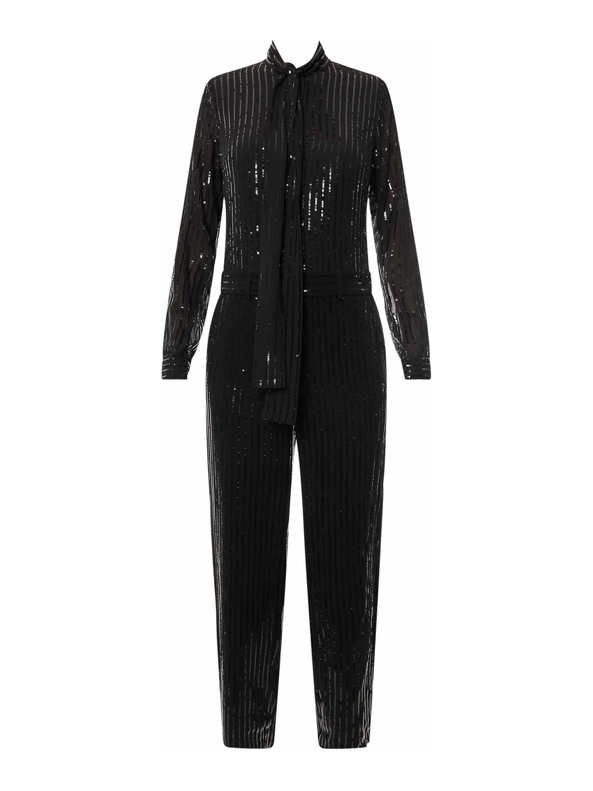 Shop Michael Kors Jumpsuit With All-over Sequins In Black
