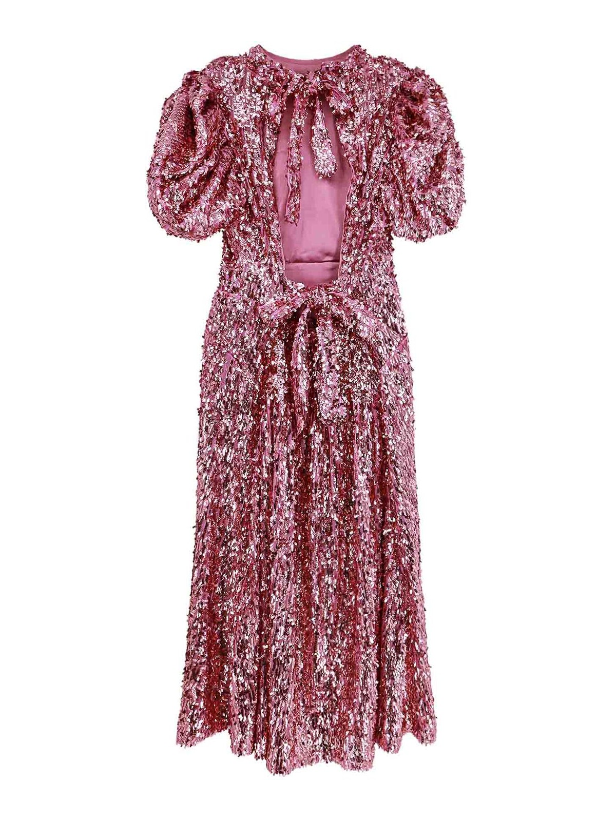 Shop Rotate Birger Christensen Dress With All-over Rhinestones In Nude & Neutrals