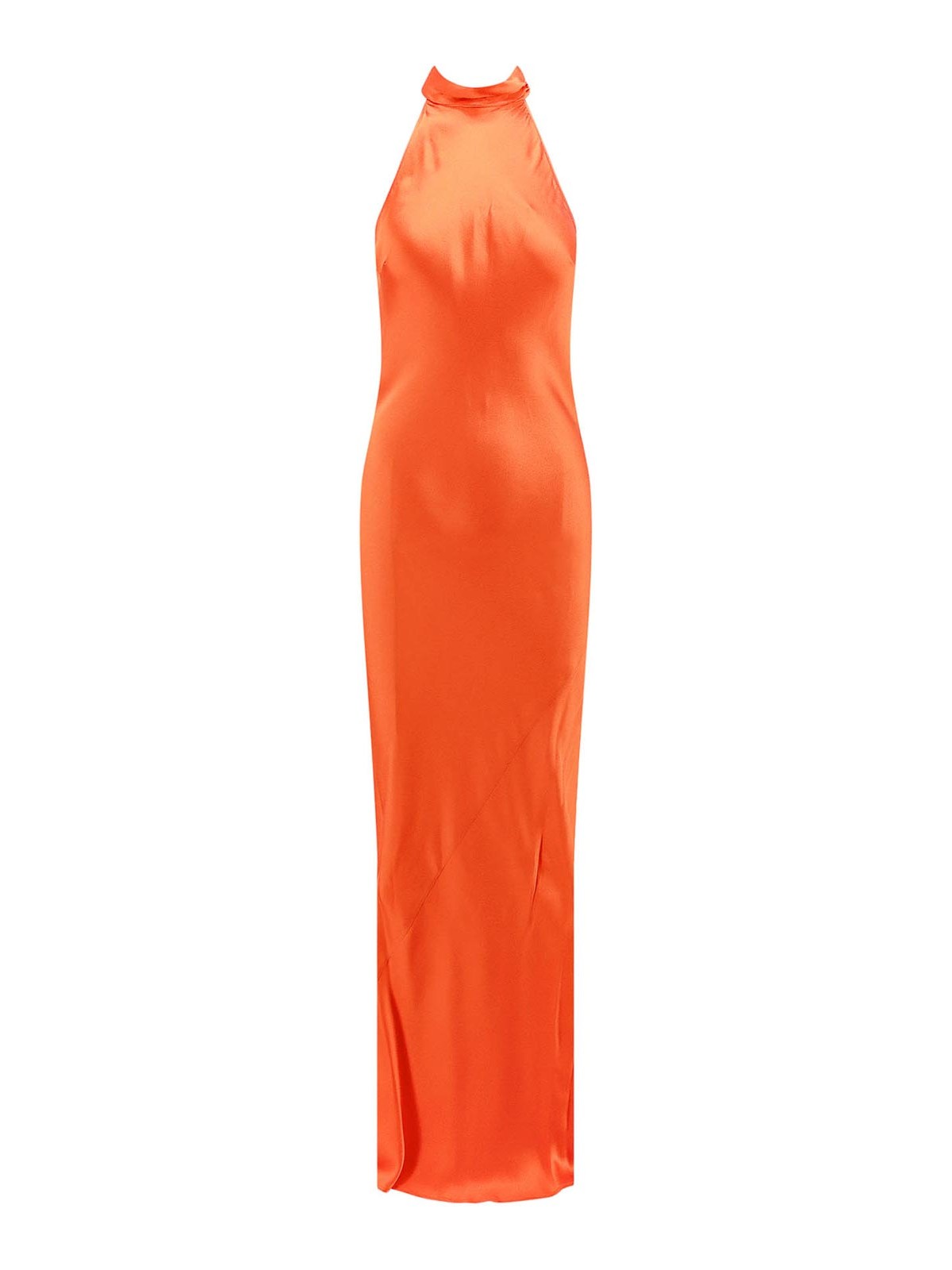 Shop Semicouture Satin Dress In Orange