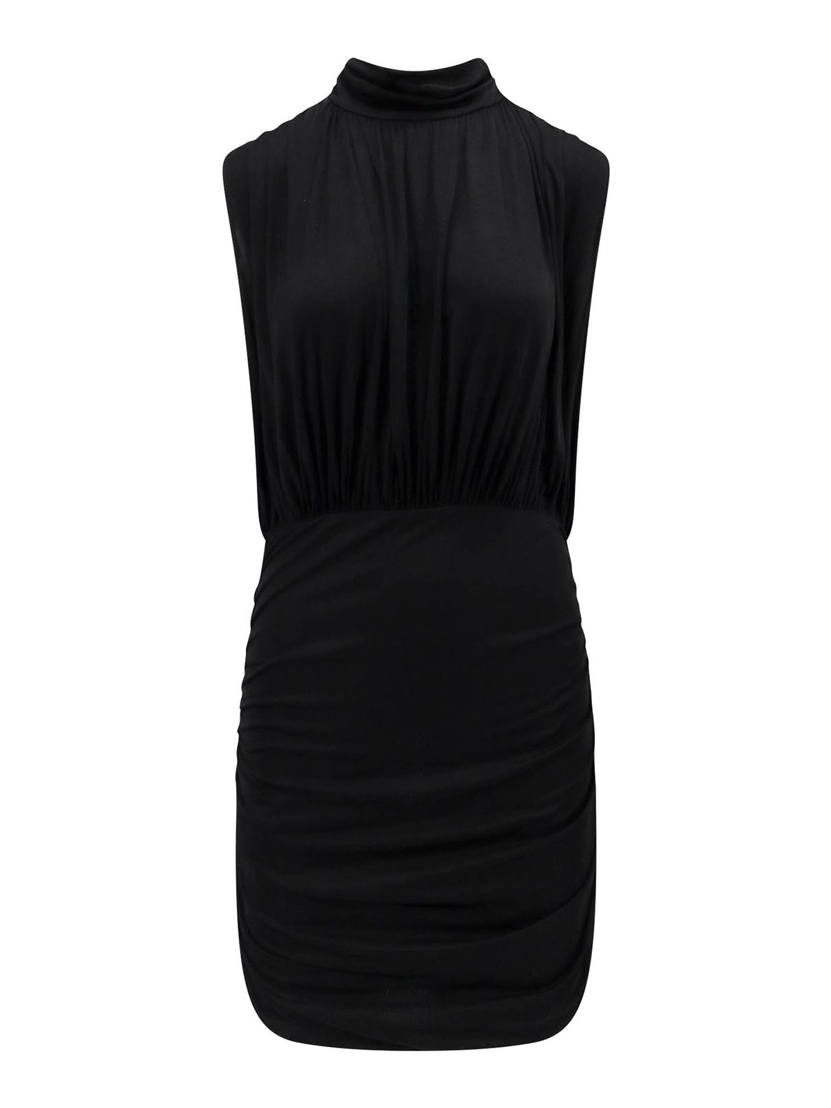 Shop Semicouture Viscose Draped Dress In Black