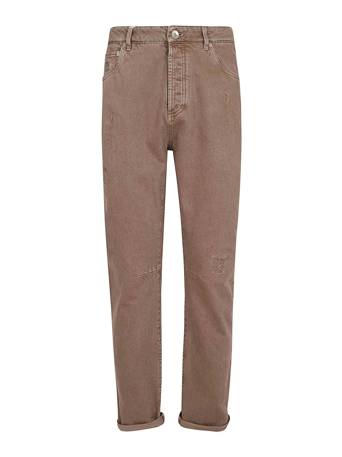 Brunello Cucinelli Dyed Denim Trousers In Light Wash