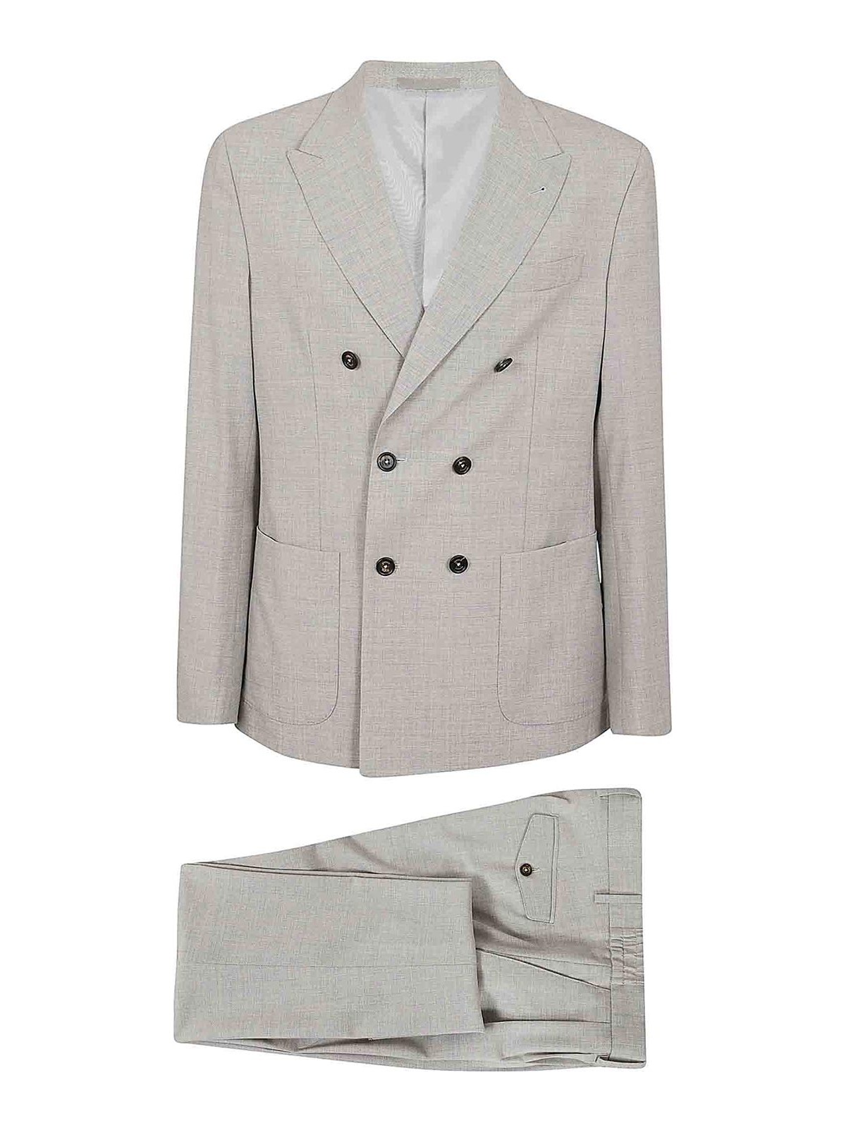 Shop Eleventy Double Breasted Suit In Grey