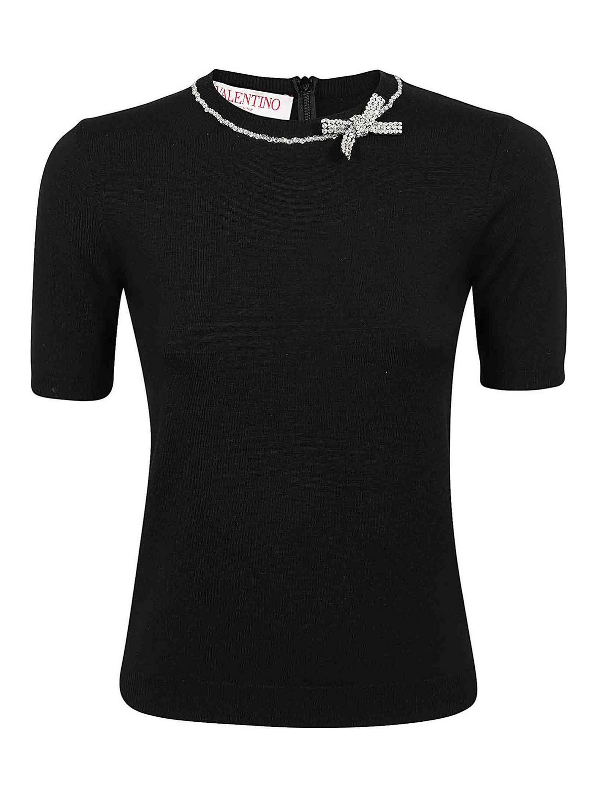 Shop Valentino Emboidered T-shirt In Black