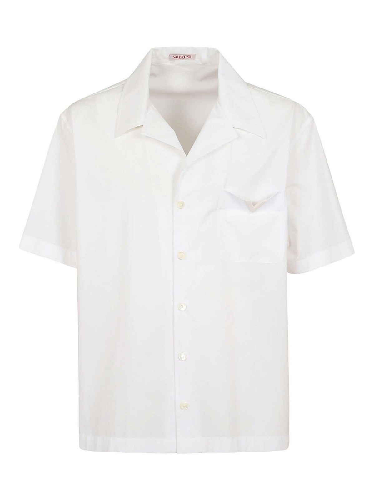 Shop Valentino Short Sleeve V Detail Shirt In White