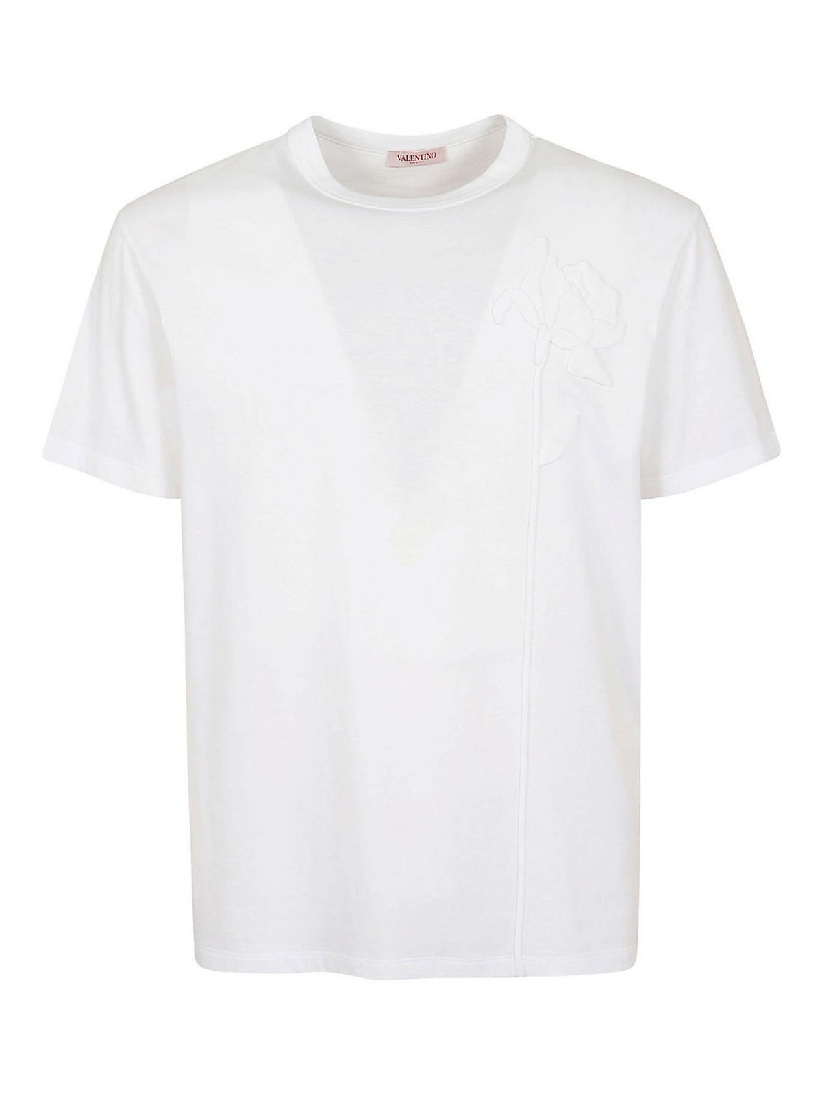 Shop Valentino T-shirt Flowers Embroideries In White
