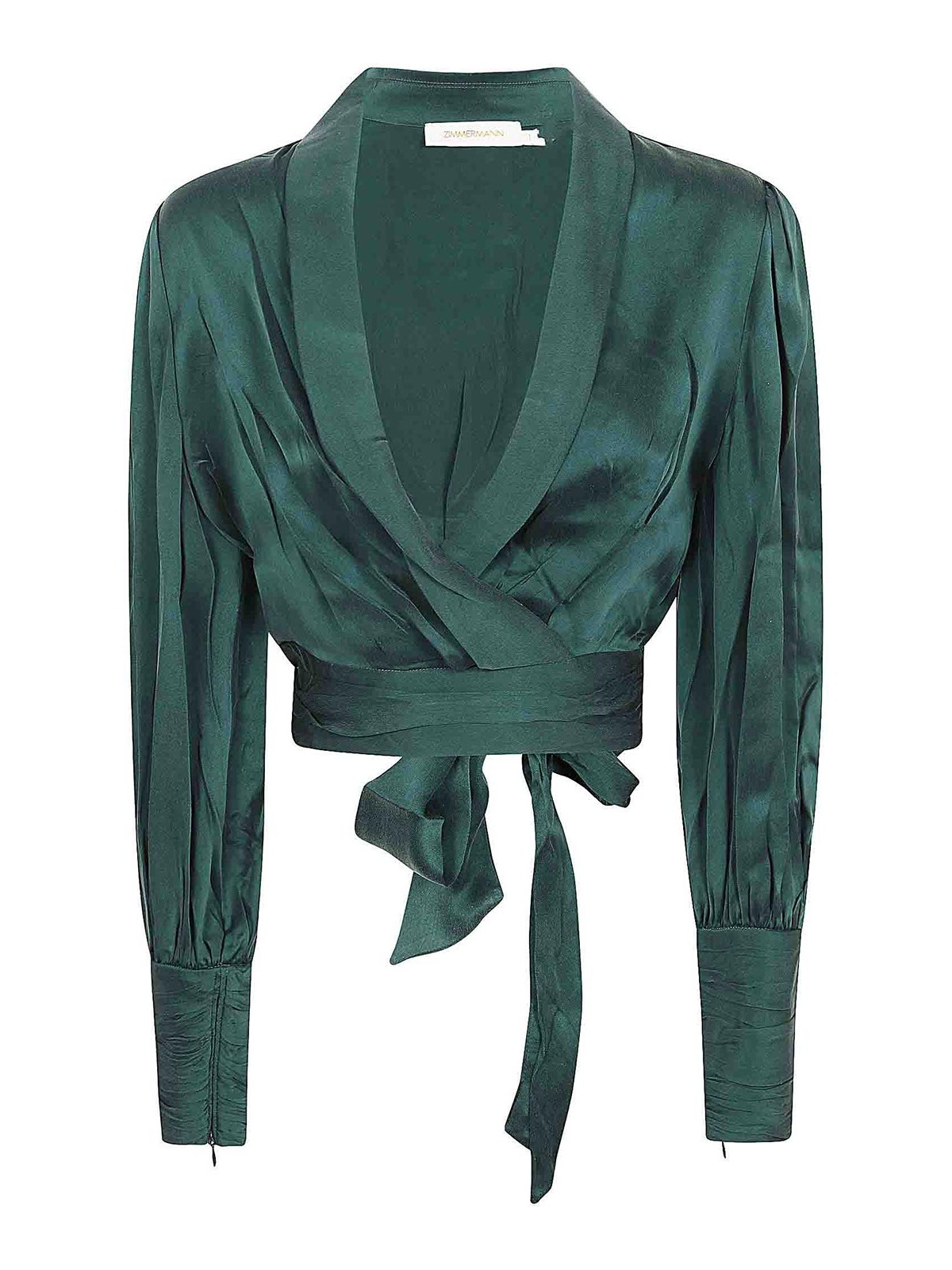 Zimmermann Silk Wrap Top In Green