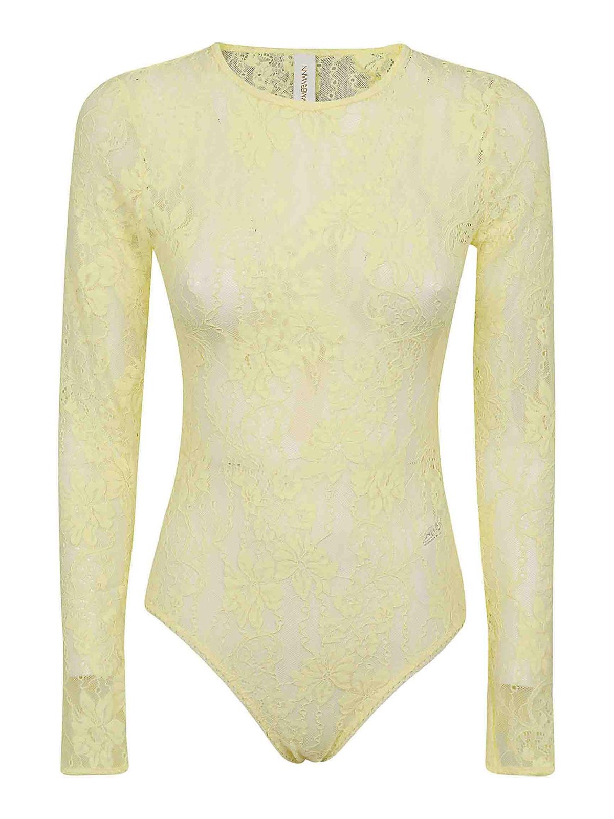 Shop Zimmermann Lace Bodysuit In Yellow
