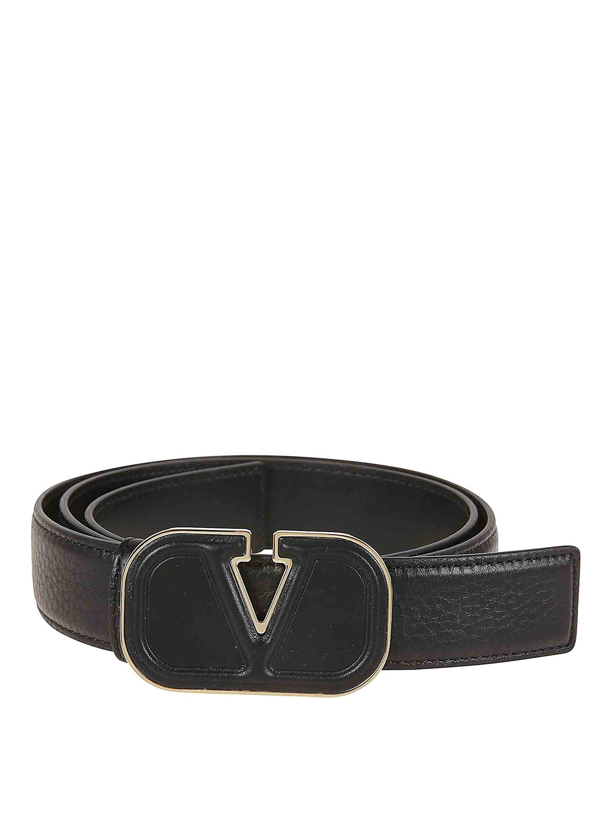 Shop Valentino Belt H30 Leather Vlogo In Black
