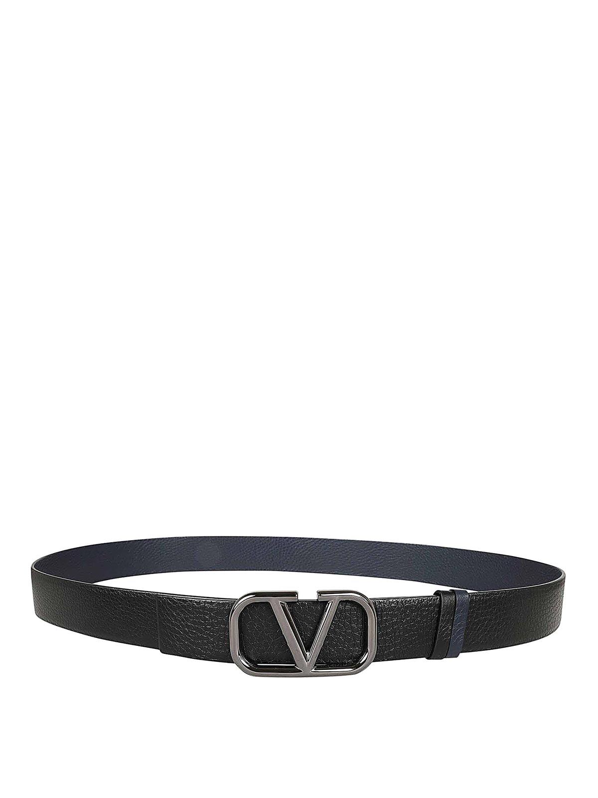 Shop Valentino Reversible Buckle Belt H40 Vlogo Signature In Dark Blue