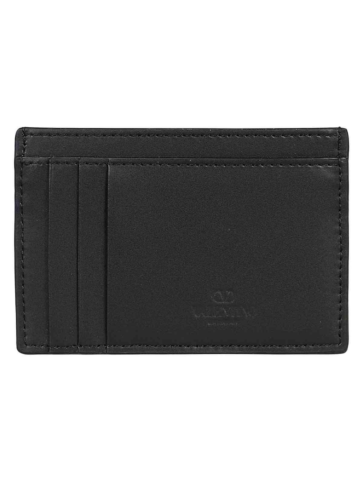 Shop Valentino Small Credit Card Holder Vltn In Black